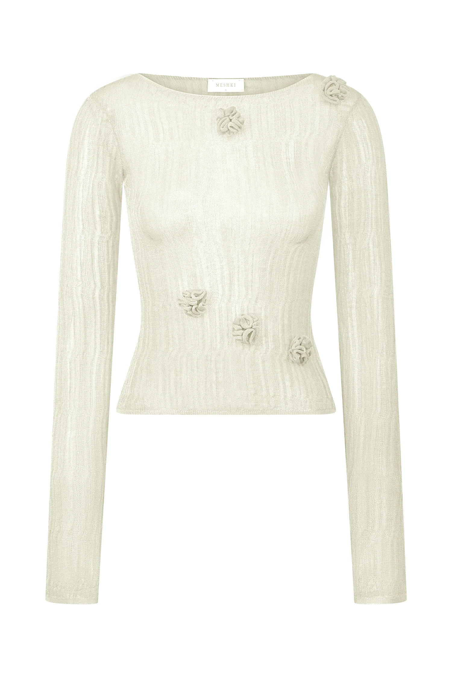 Orianna Orchid Long Sleeve Knit Top - Ivory