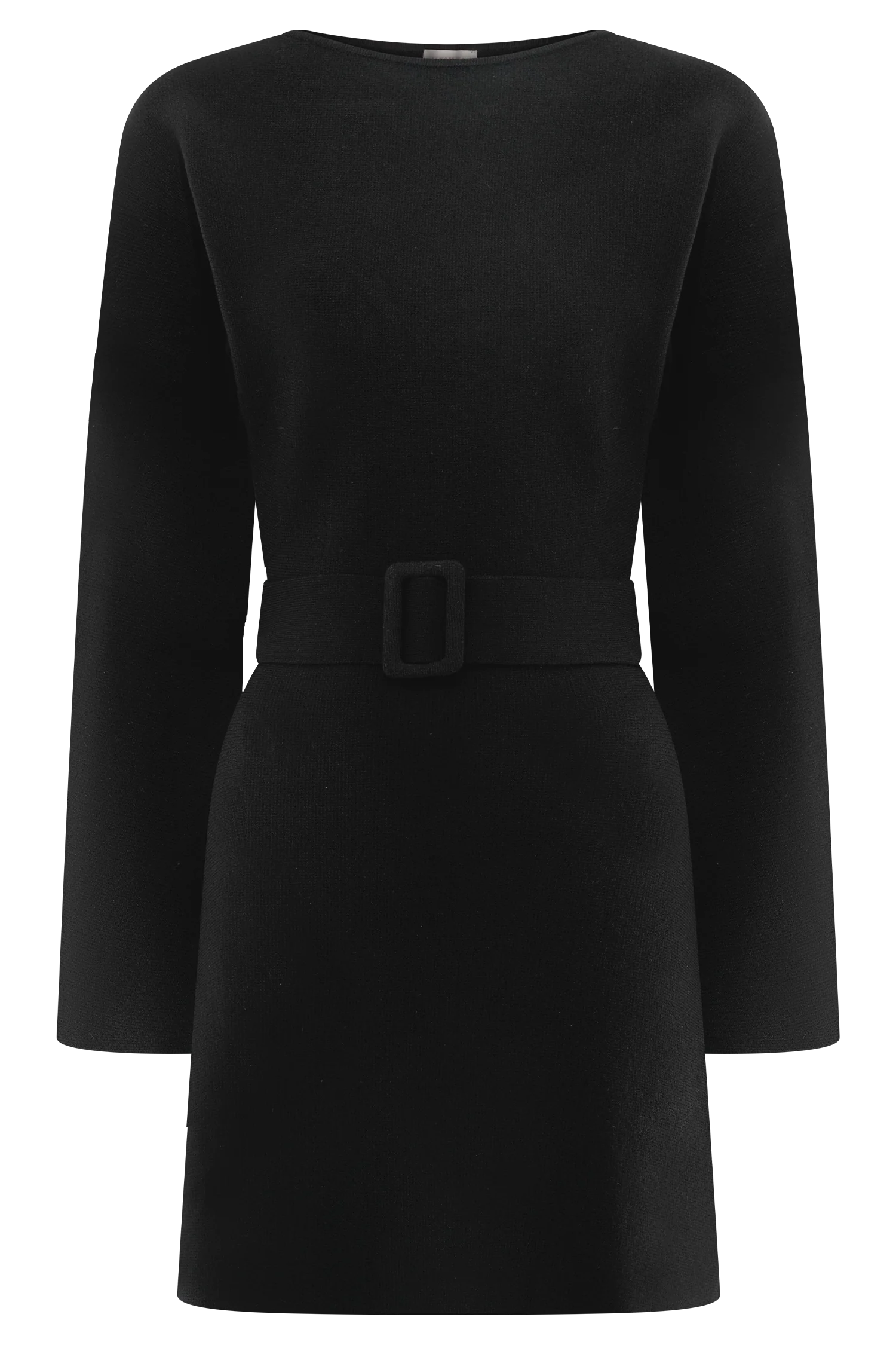 Kassie Belt Tie Knit Mini Dress - Black