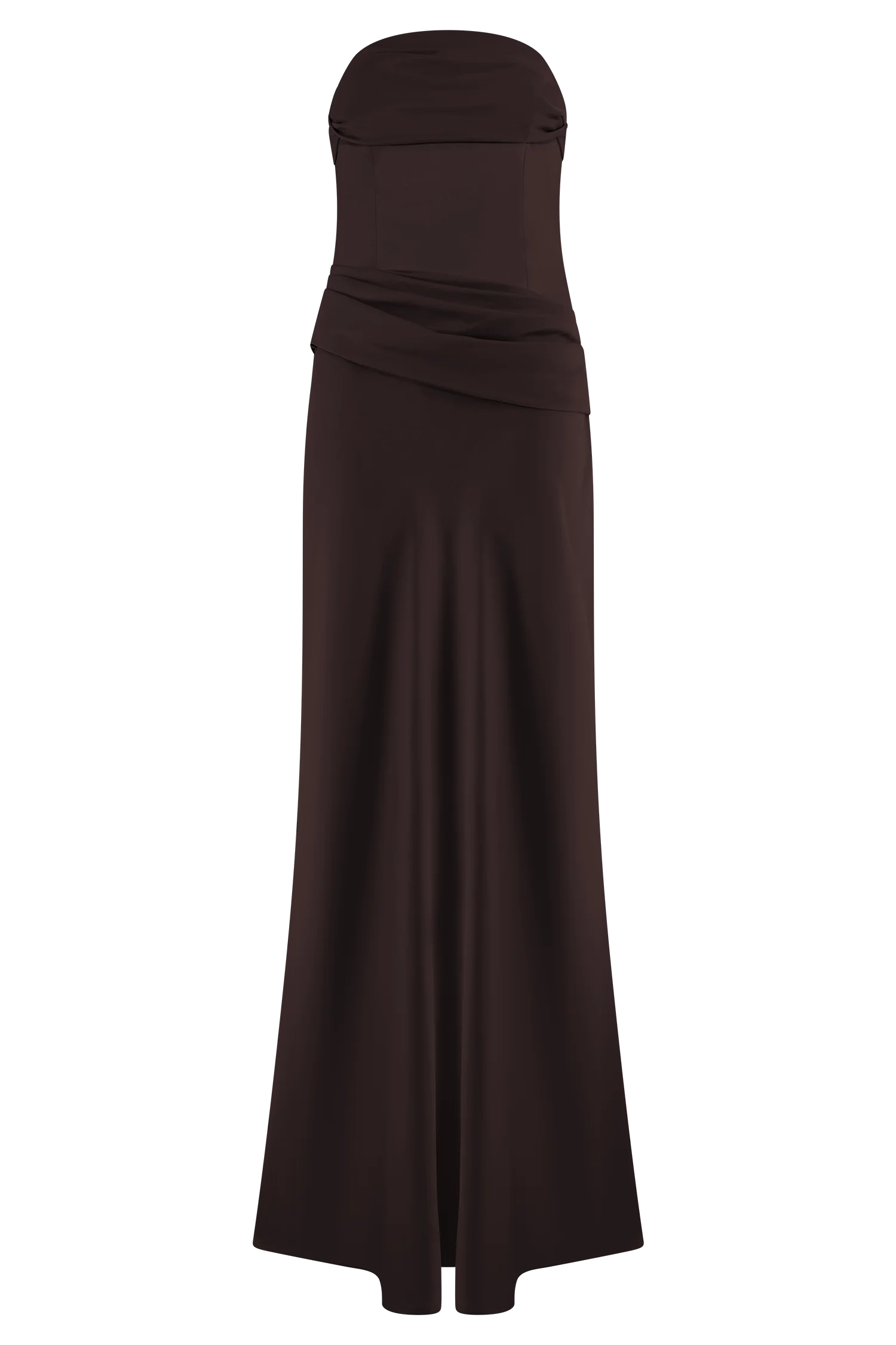 Jasmine Strapless Satin Maxi Dress - Dark Chocolate