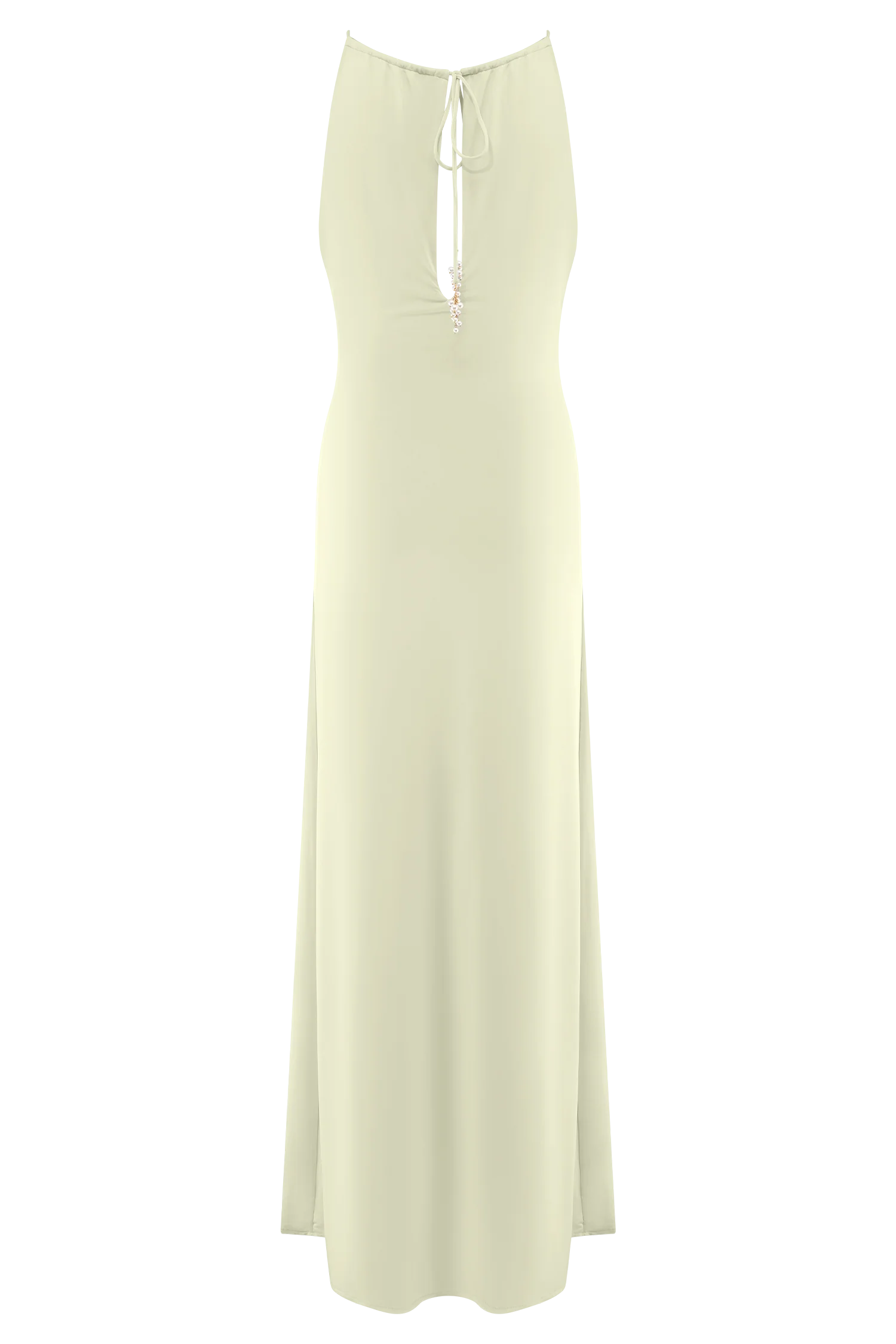Beryl Slinky Maxi Dress With Pearls - Ivory