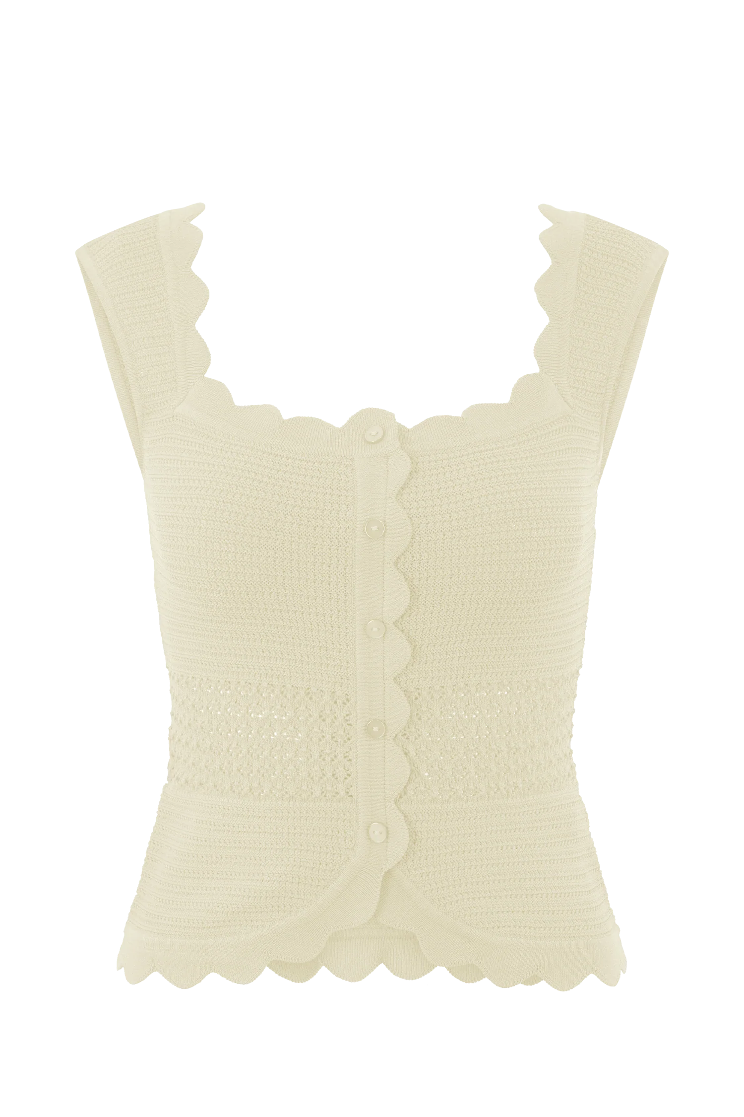 Madeline Scallop Knit Top - Ivory