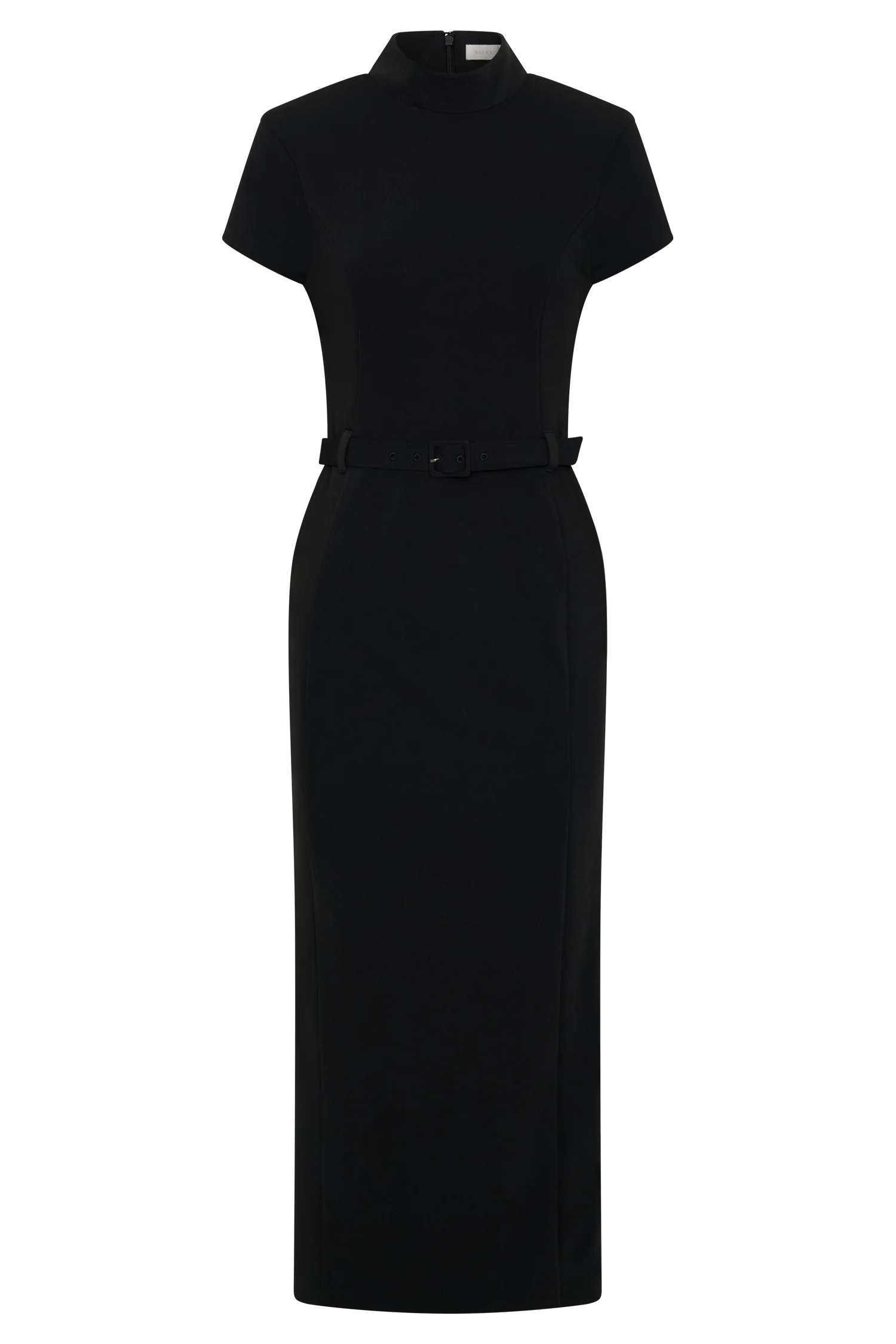 Arwyn Short Sleeve Crepe Midi Dress - Black