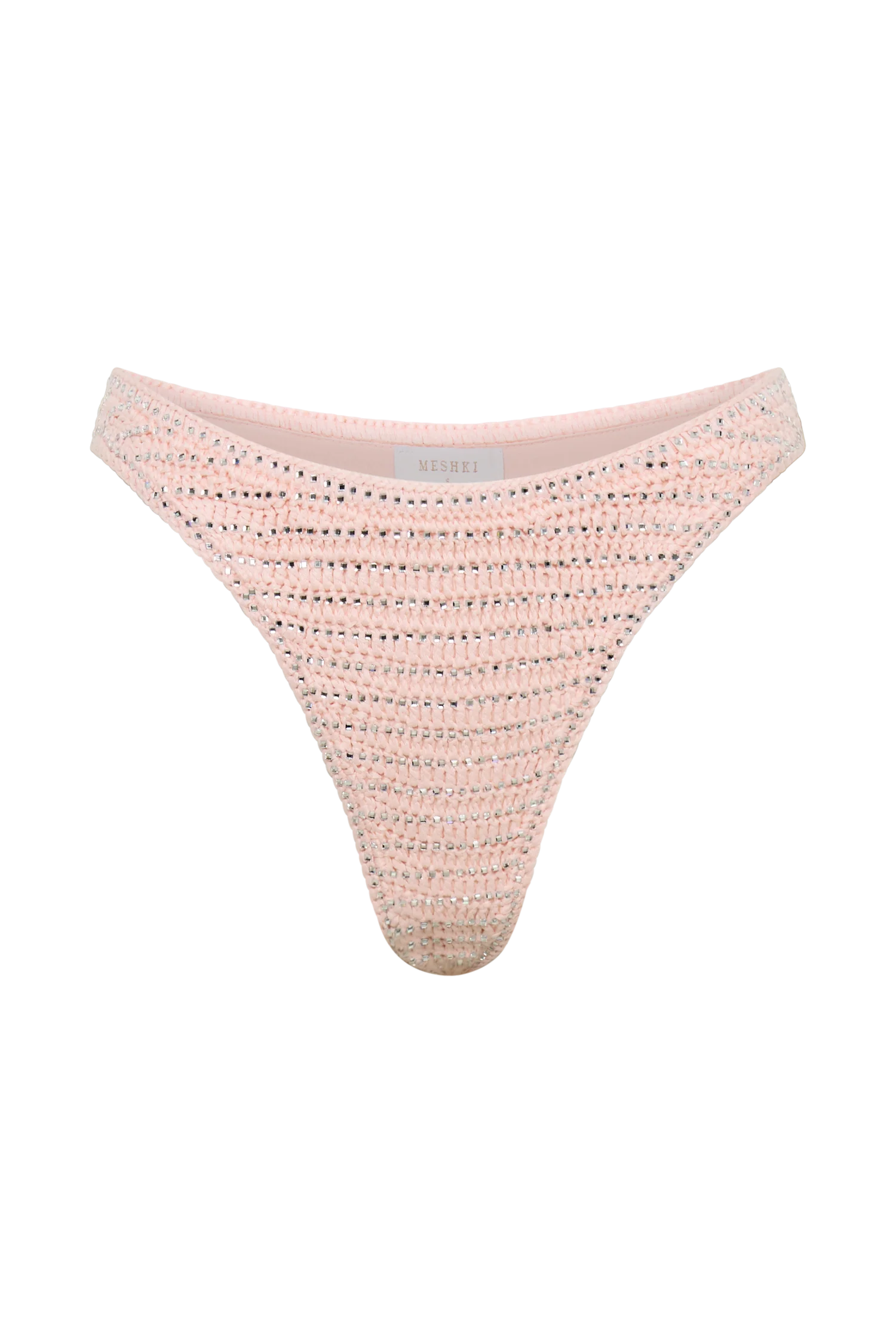 Verity Embellished Knit Bikini Bottom - Candy Pink