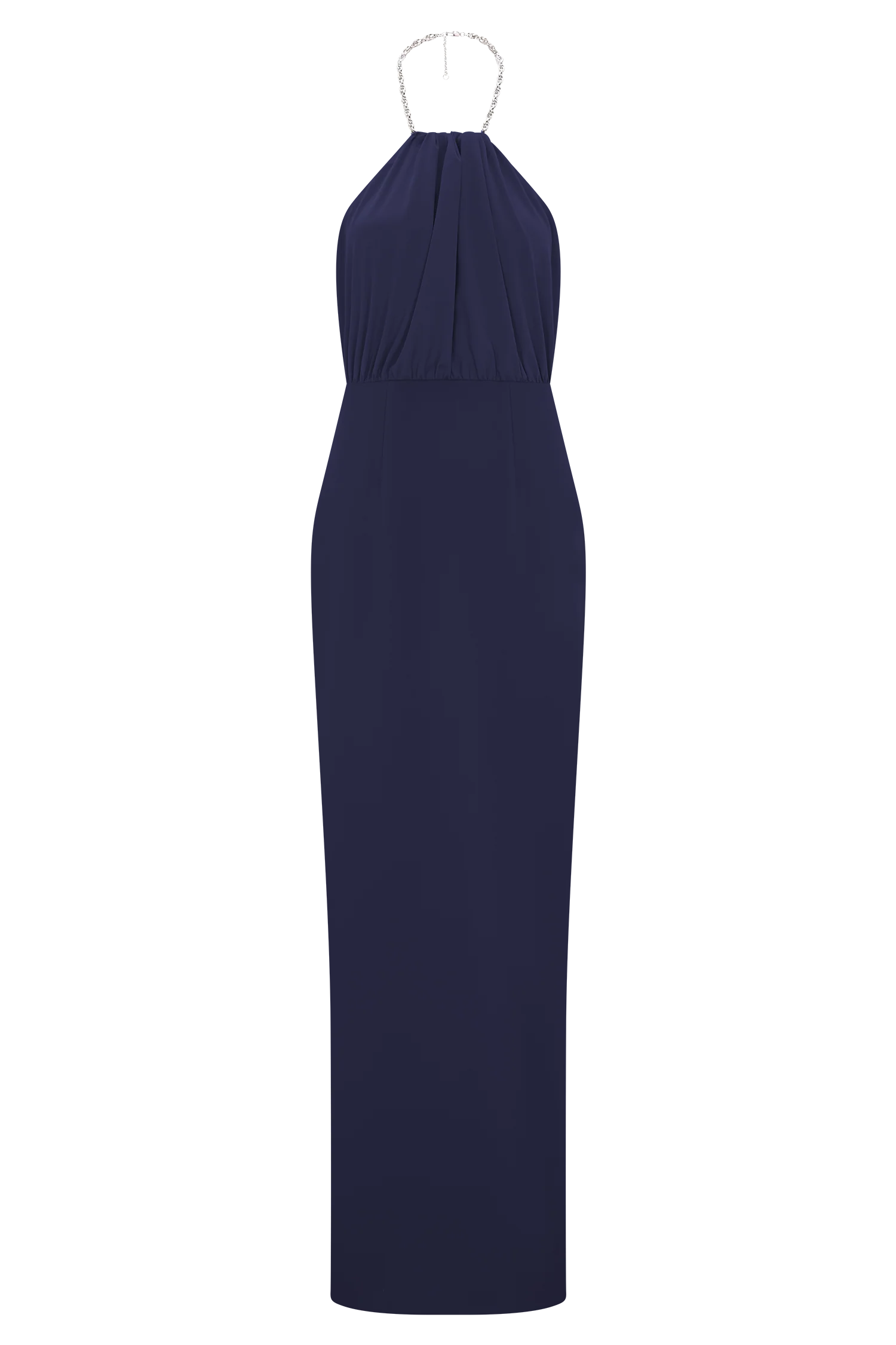 Elina Satin Necklace Maxi Dress - Navy
