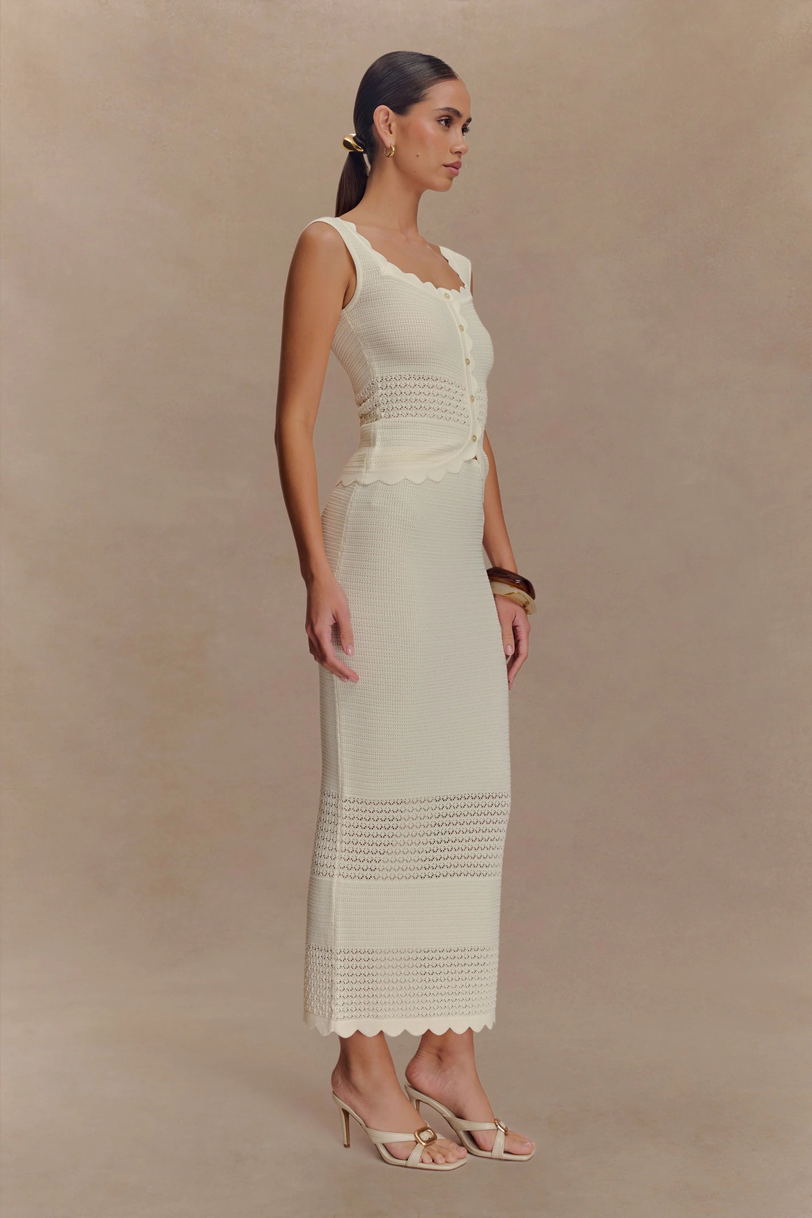 Madeline Scallop Knit Top - Ivory