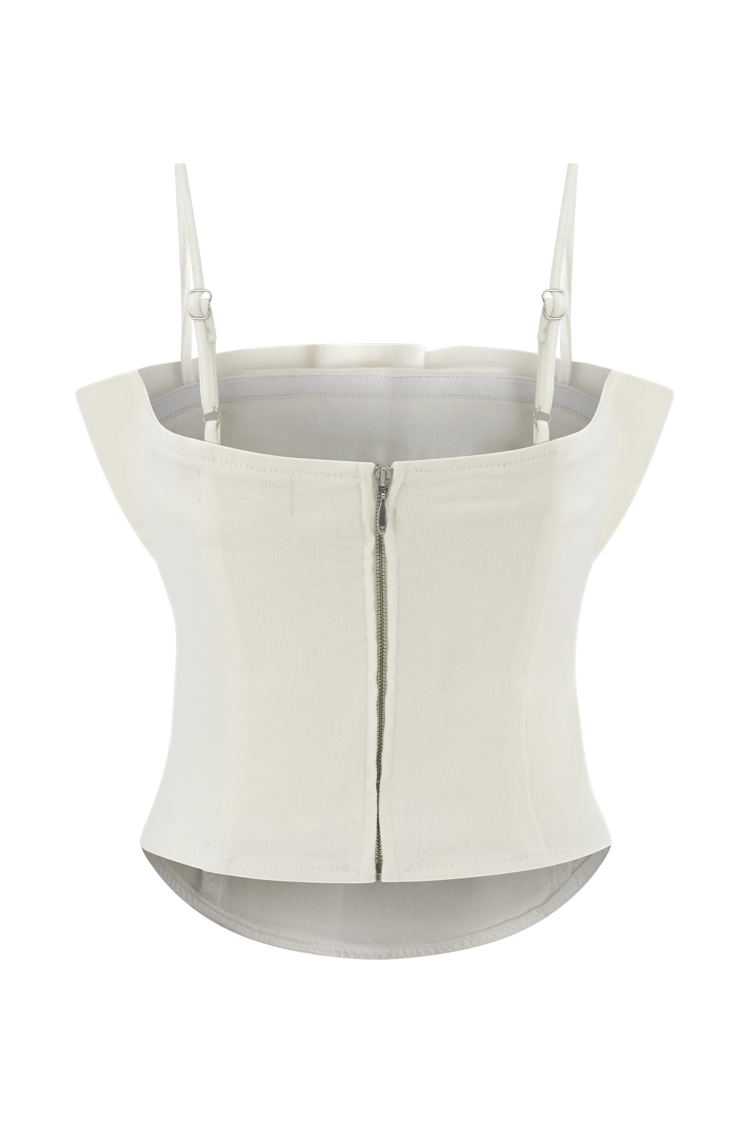Cecilia Denim Frill Corset - White