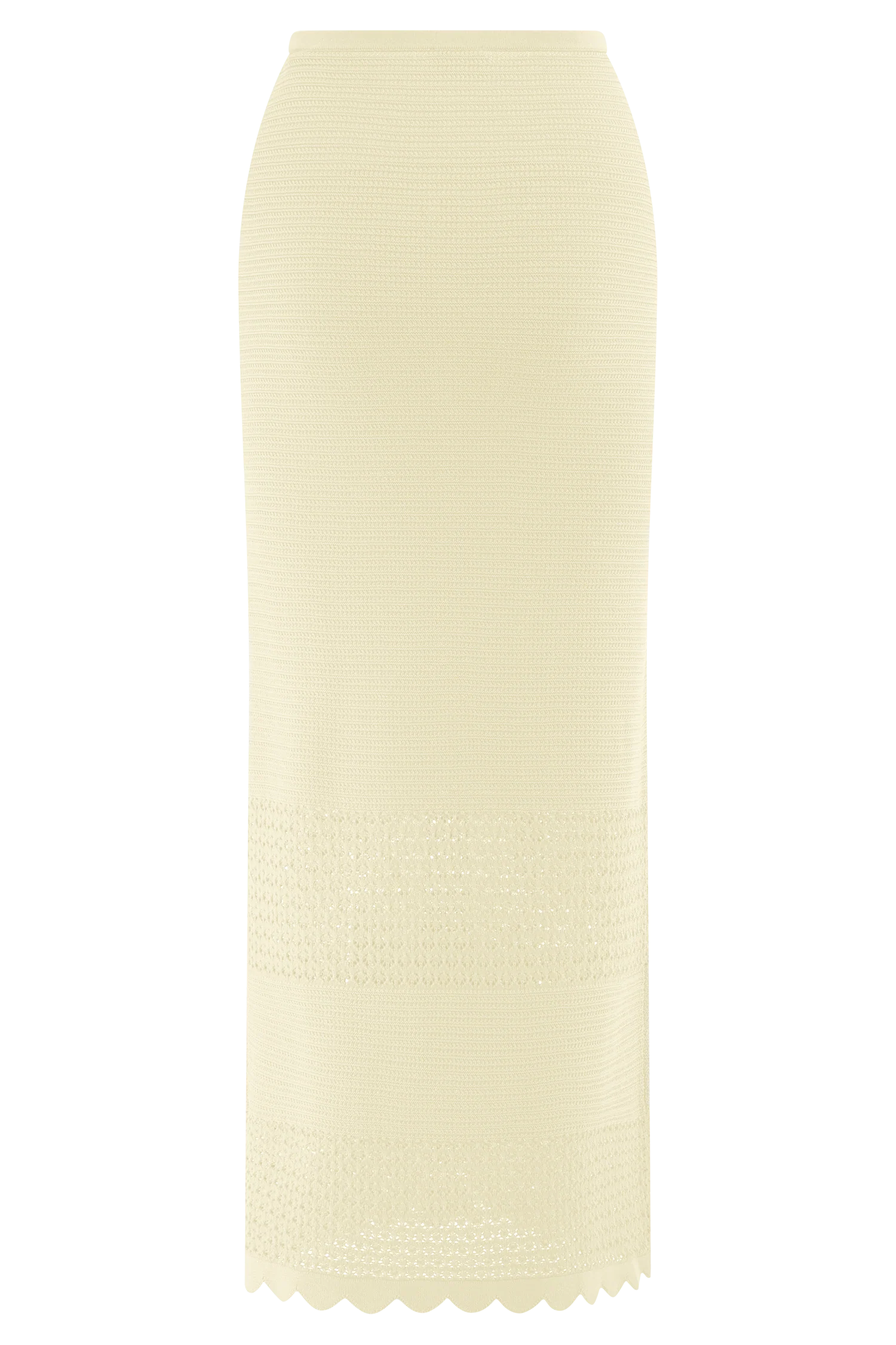 Madeline Scallop Knit Midi Skirt - Ivory