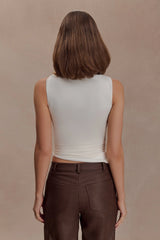 Amia Slinky Sleeveless Top With Hardware - Ivory