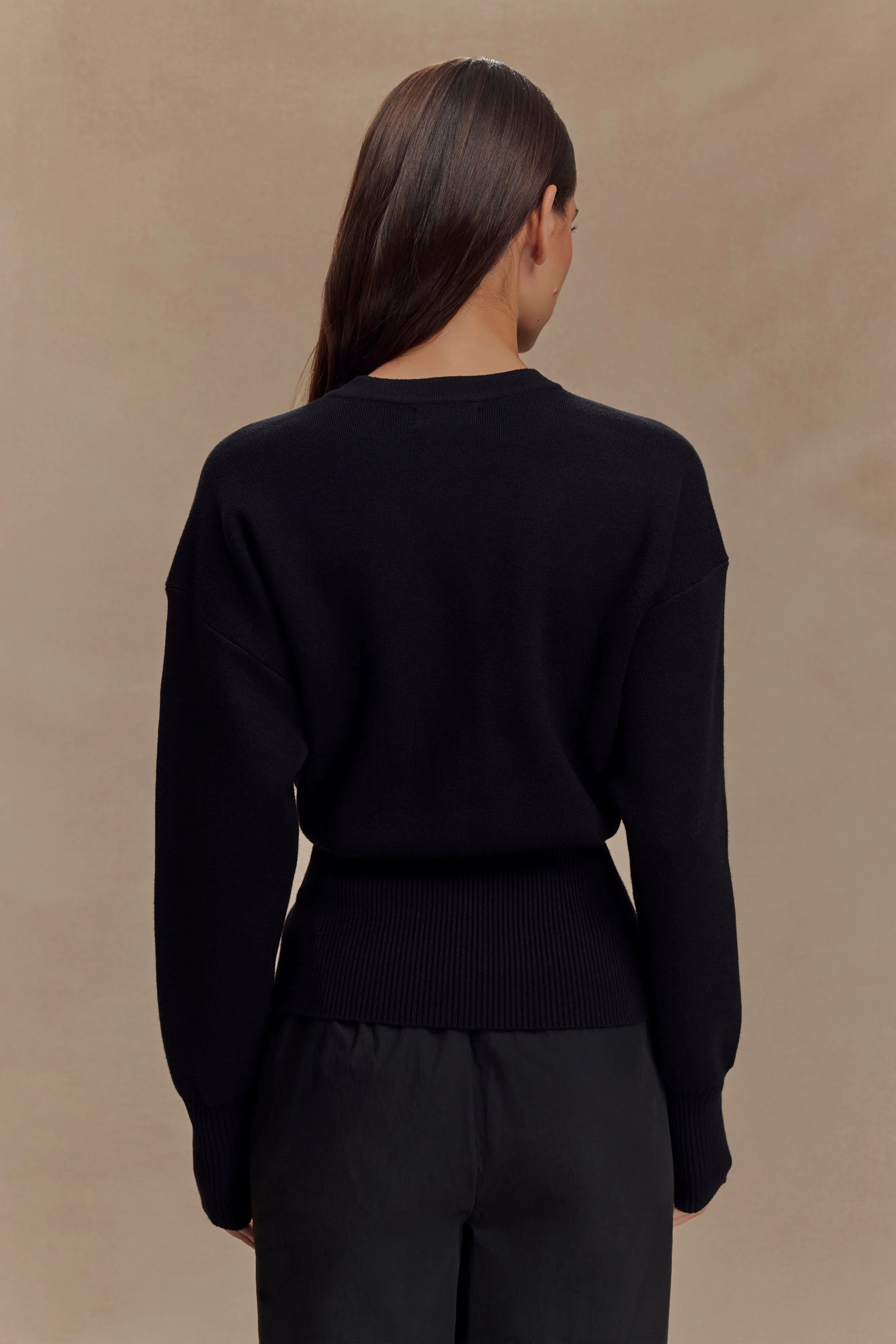 Alexia Buttoned Oversized Cardigan - Black