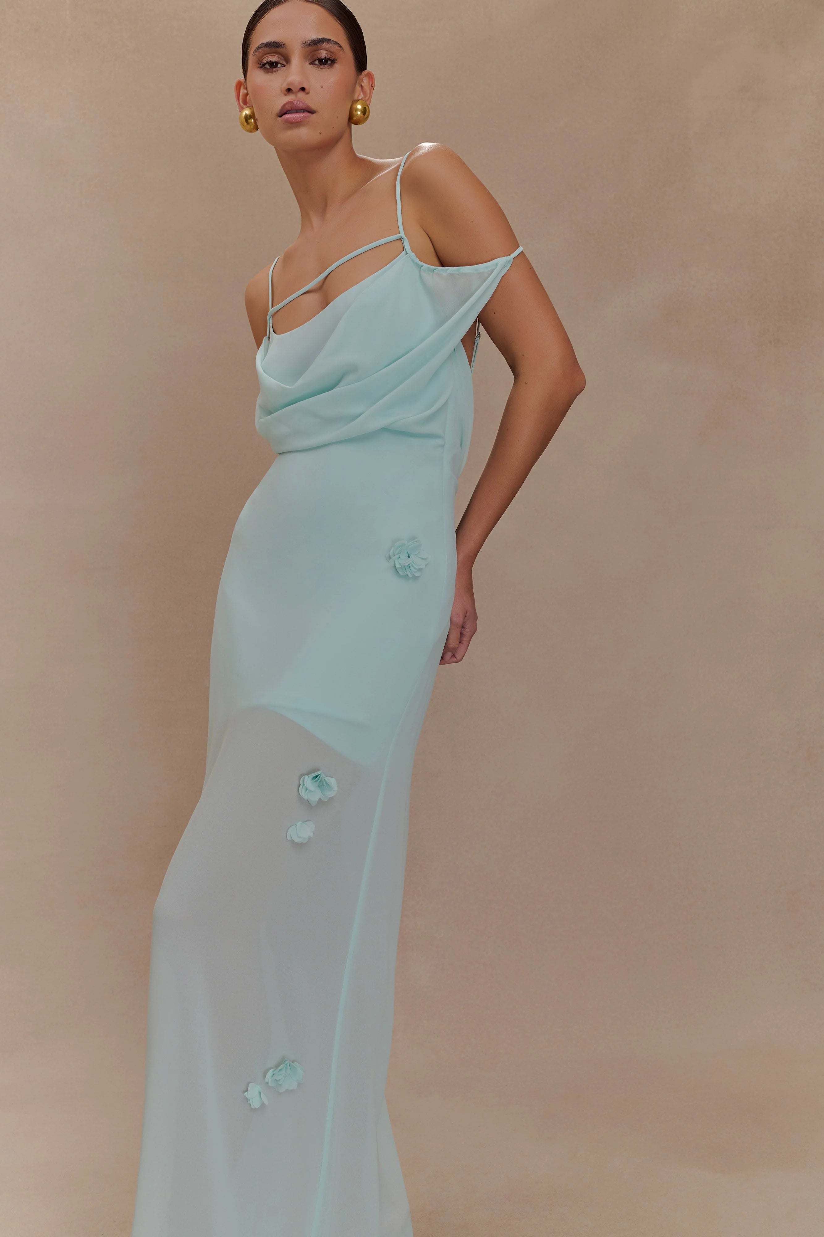 Rosalie Floral Chiffon Maxi Dress - Lagoon