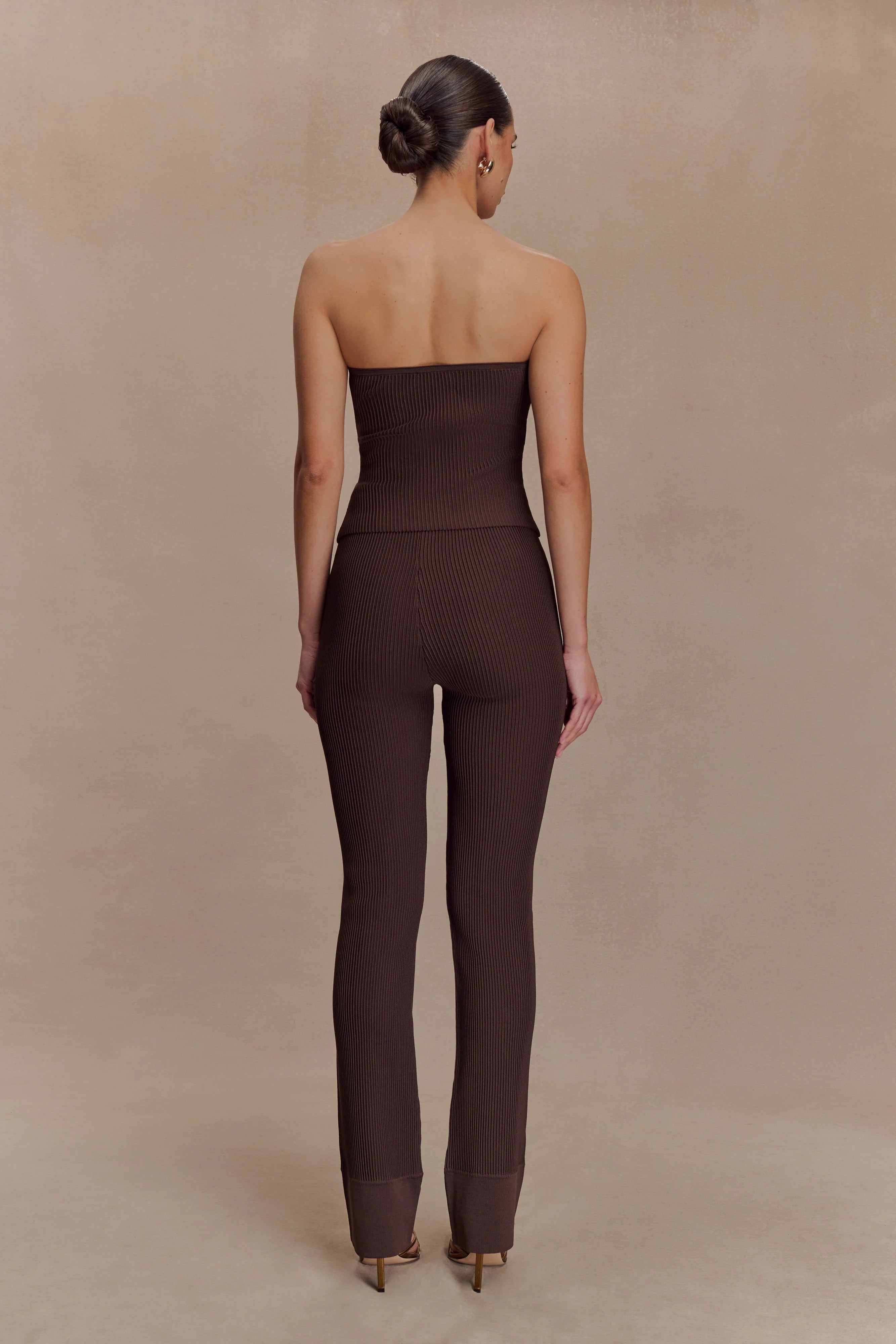 Elodie Strapless Cupped Knit Top - Chocolate