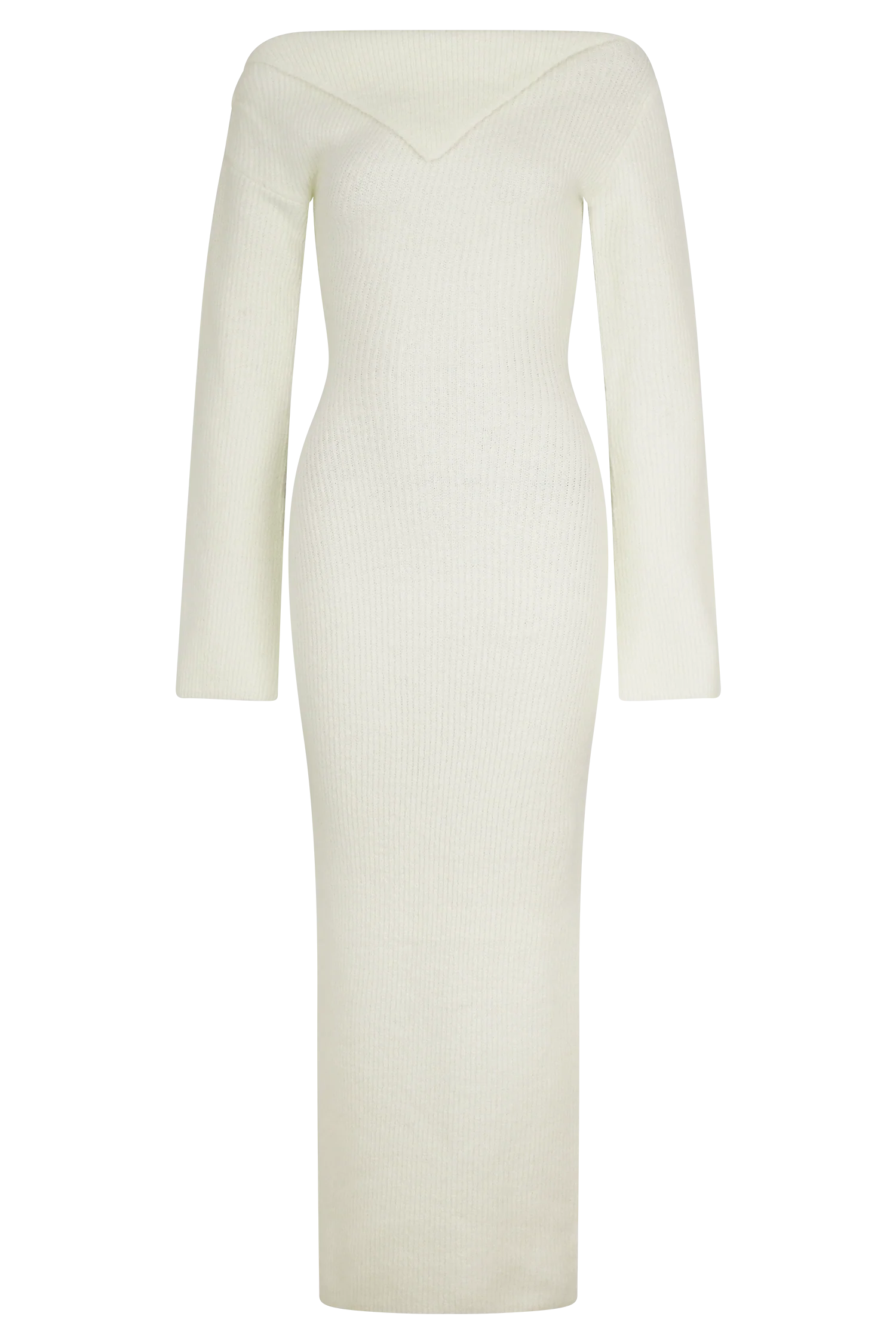 Magenta One Shoulder Fluffy Knit Midi Dress - Ivory
