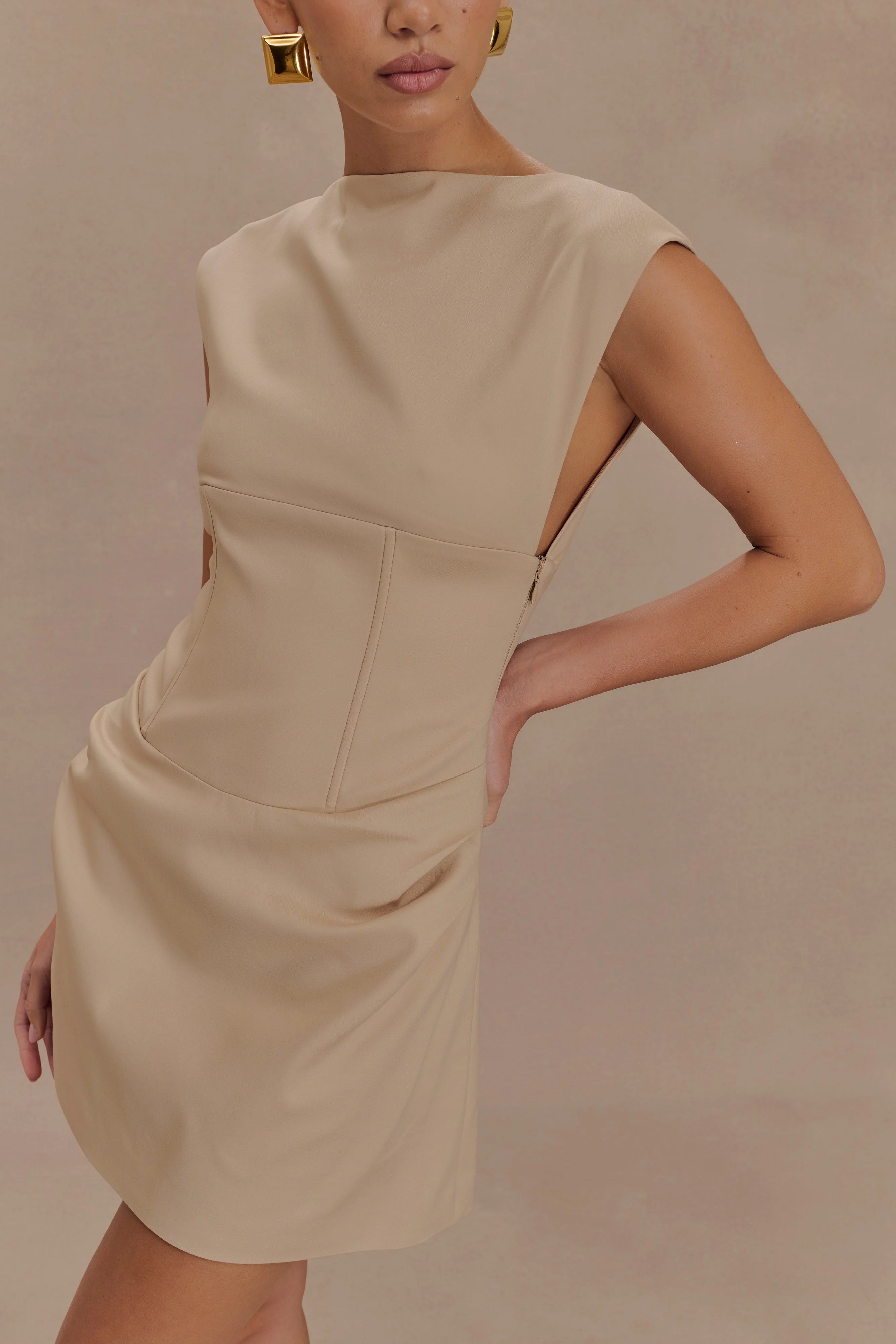 Doris Sleeveless Mini Dress - Camel