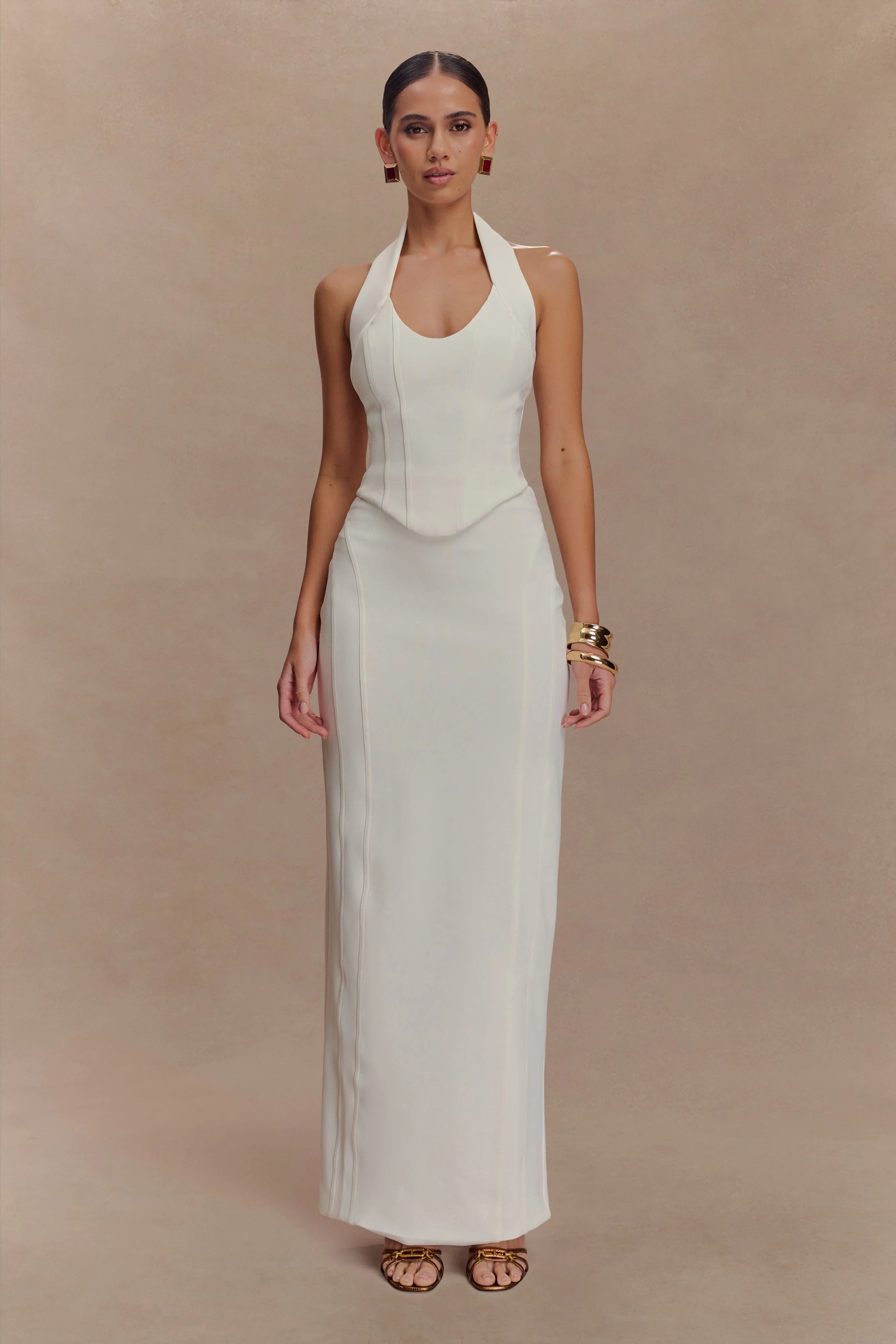 Alma High Waist Maxi Skirt - White