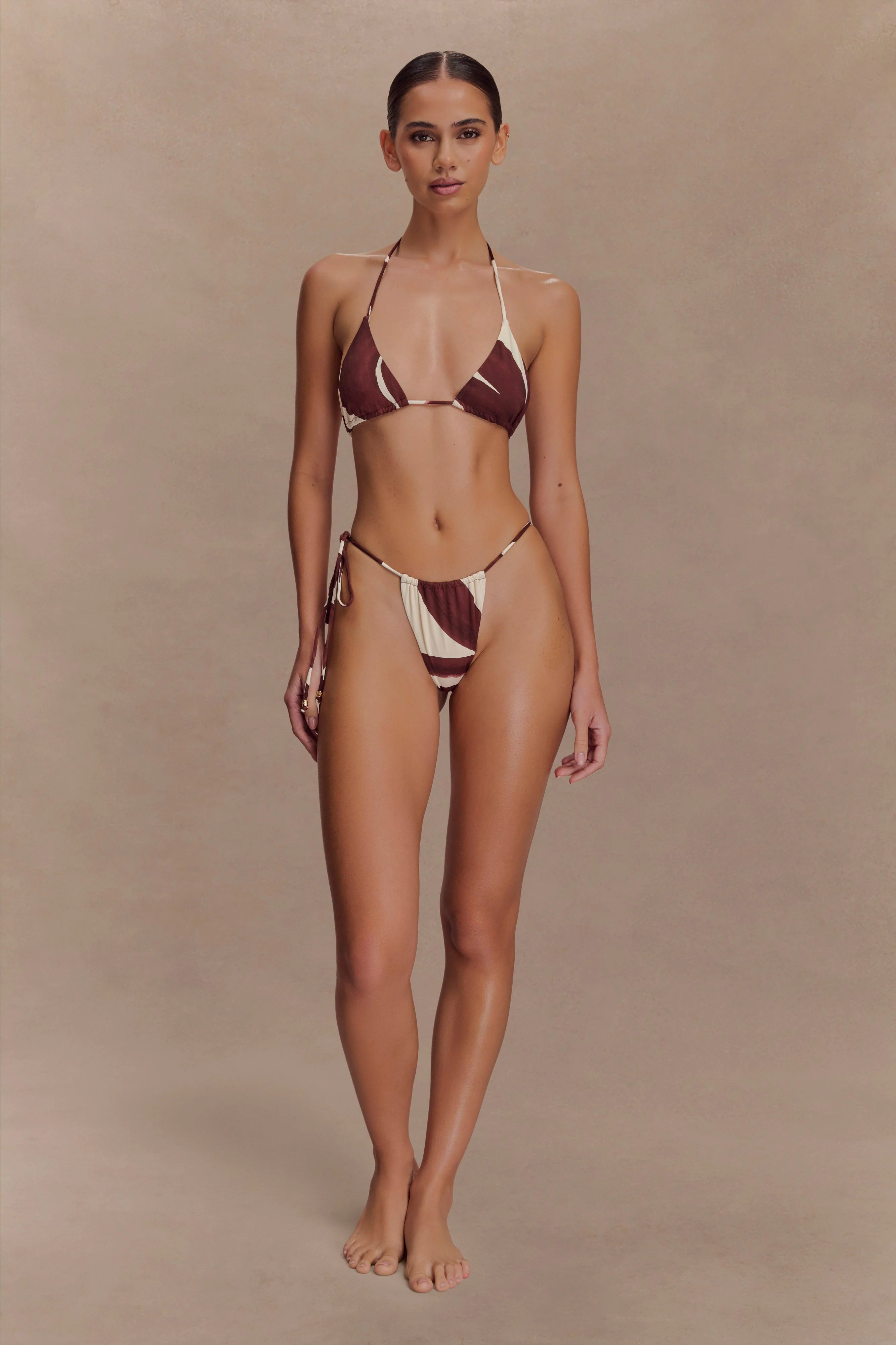 Marquise Bikini Top - Chocolate Deco Fleur Print