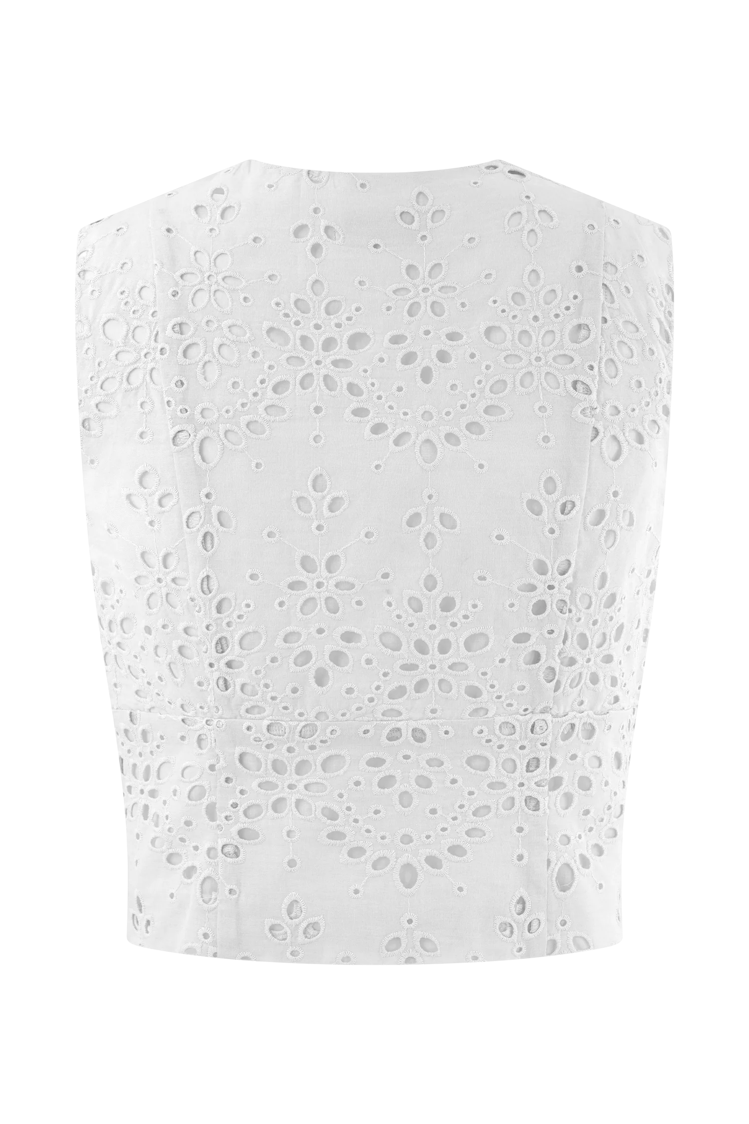Arla Sleeveless Broderie Top - White
