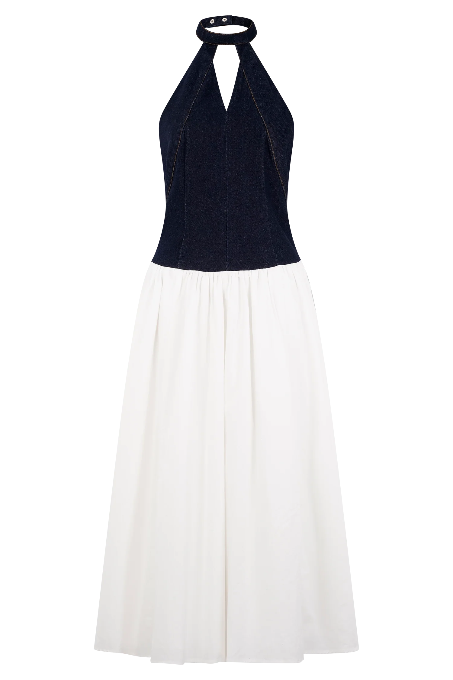 Ashwin Denim Cotton Midi Dress - Indigo Blue