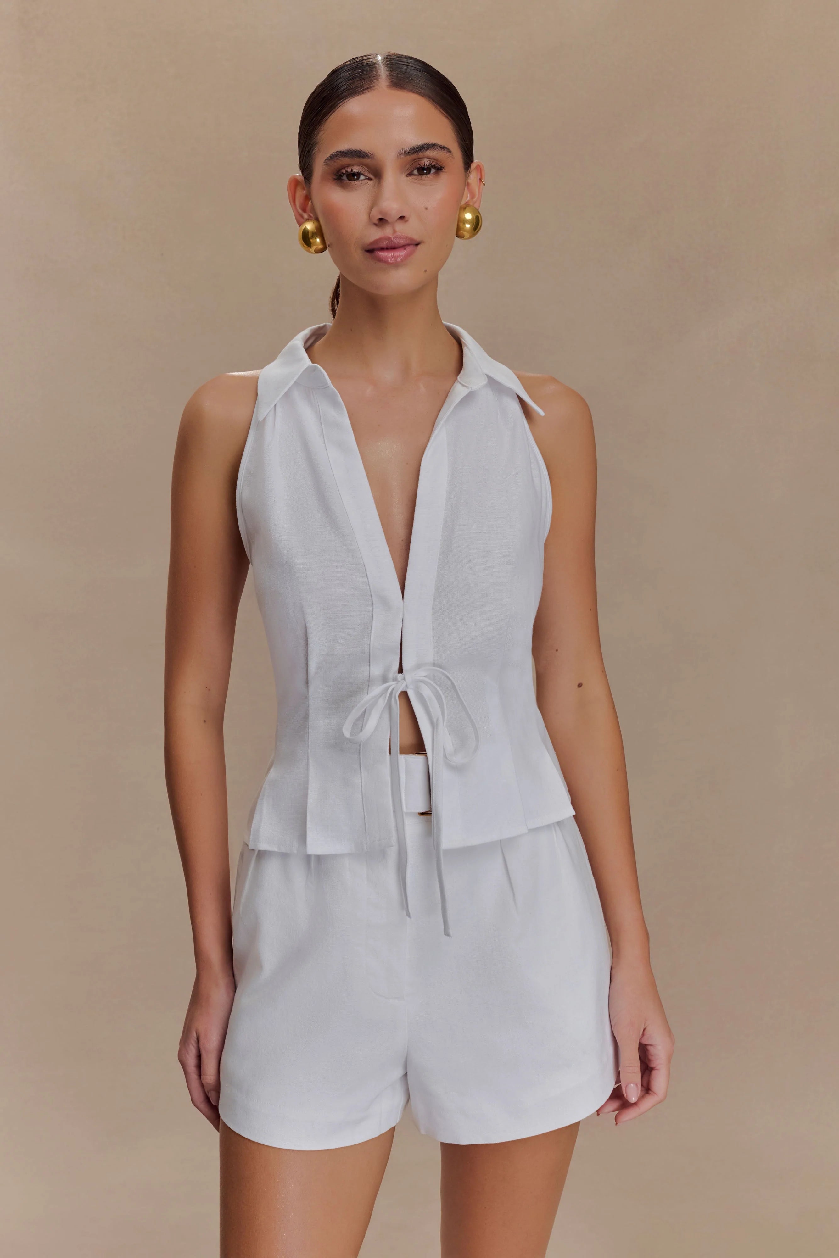 Scout Linen Belted Shorts - White