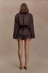 Alden Short Trench Jacket - Chocolate