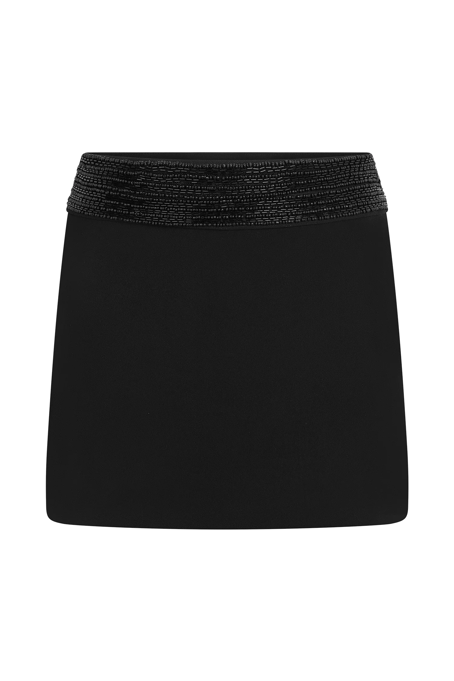 Emilia Beaded Waistband Mini Skirt - Black
