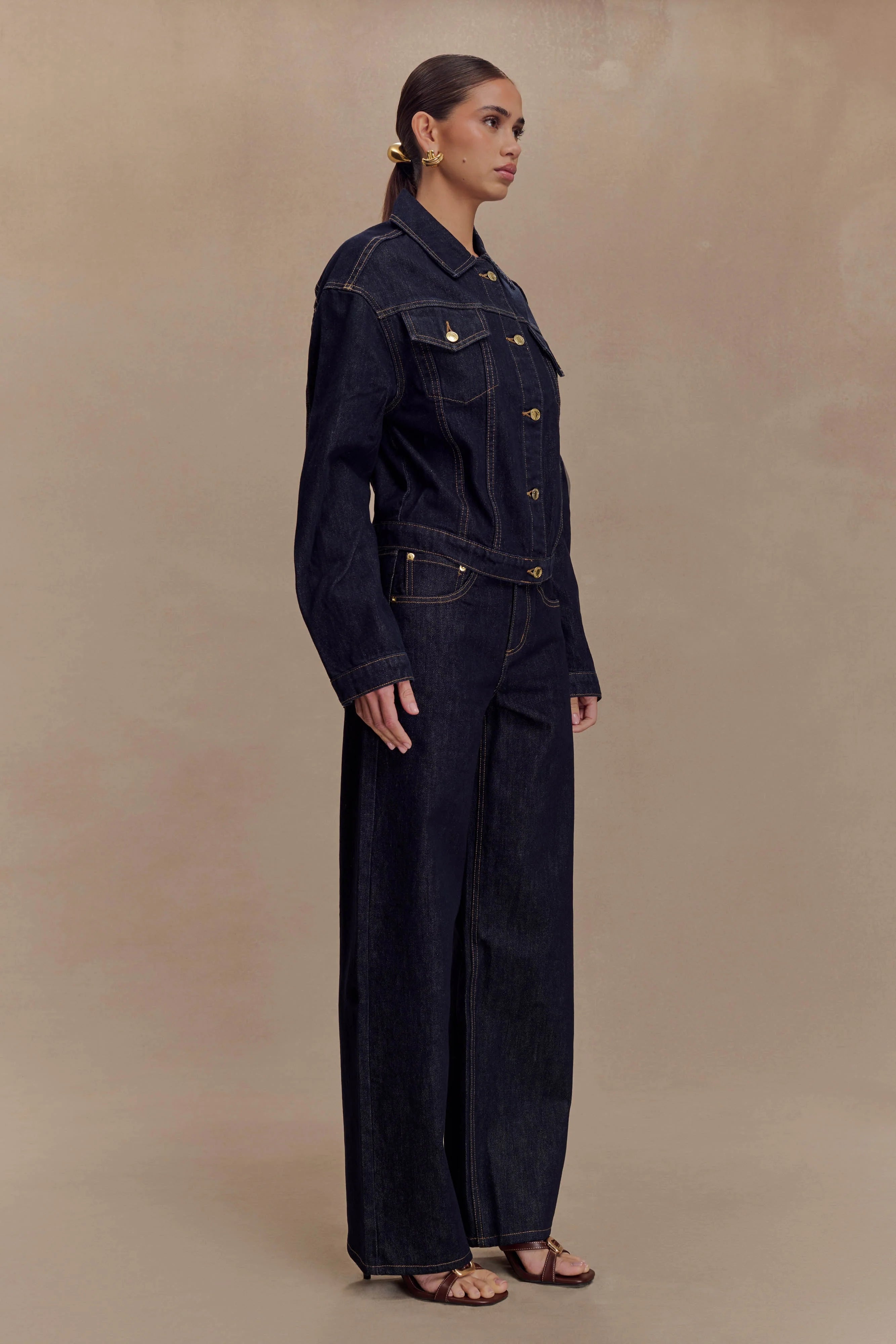 Kirra Cinched Denim Jacket - Washed Indigo Blue
