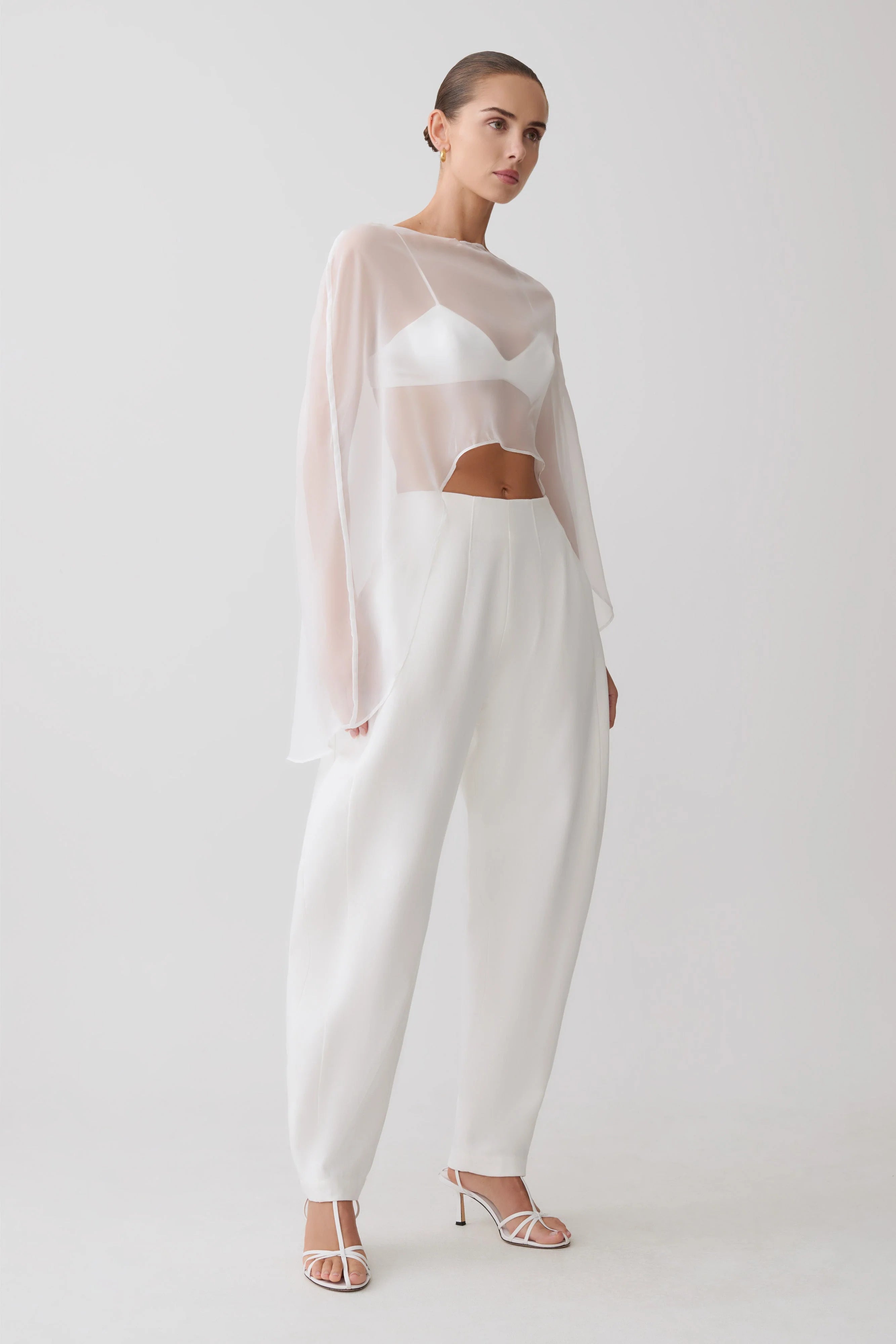 Kirstine Bralette With Chiffon Cape - Ivory