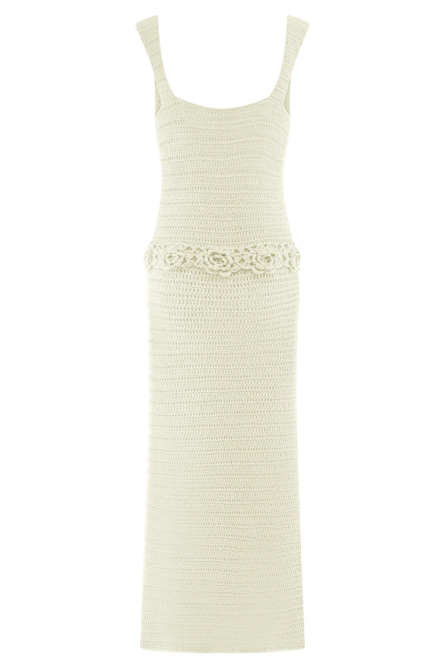 Teagan Floral Hand Crochet Midi Dress - Ivory
