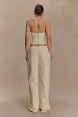 Ebony Embroidered Denim Jeans - Cream