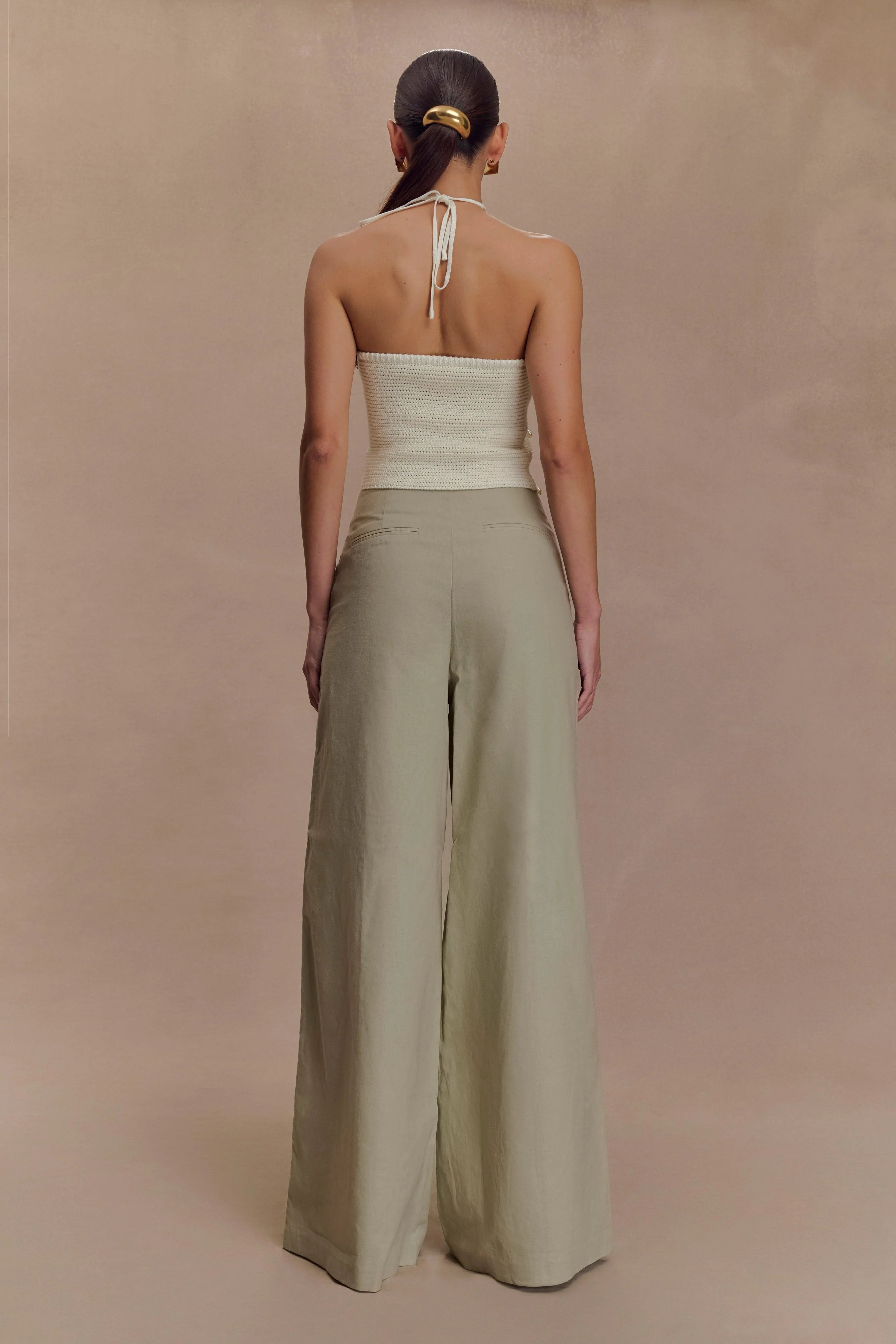 Brandi Linen Straight Leg Pant - Basil