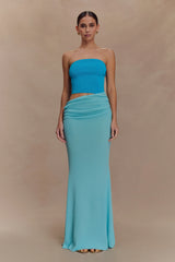 Jasiel Strapless Knit Maxi Dress - Cyan Blue