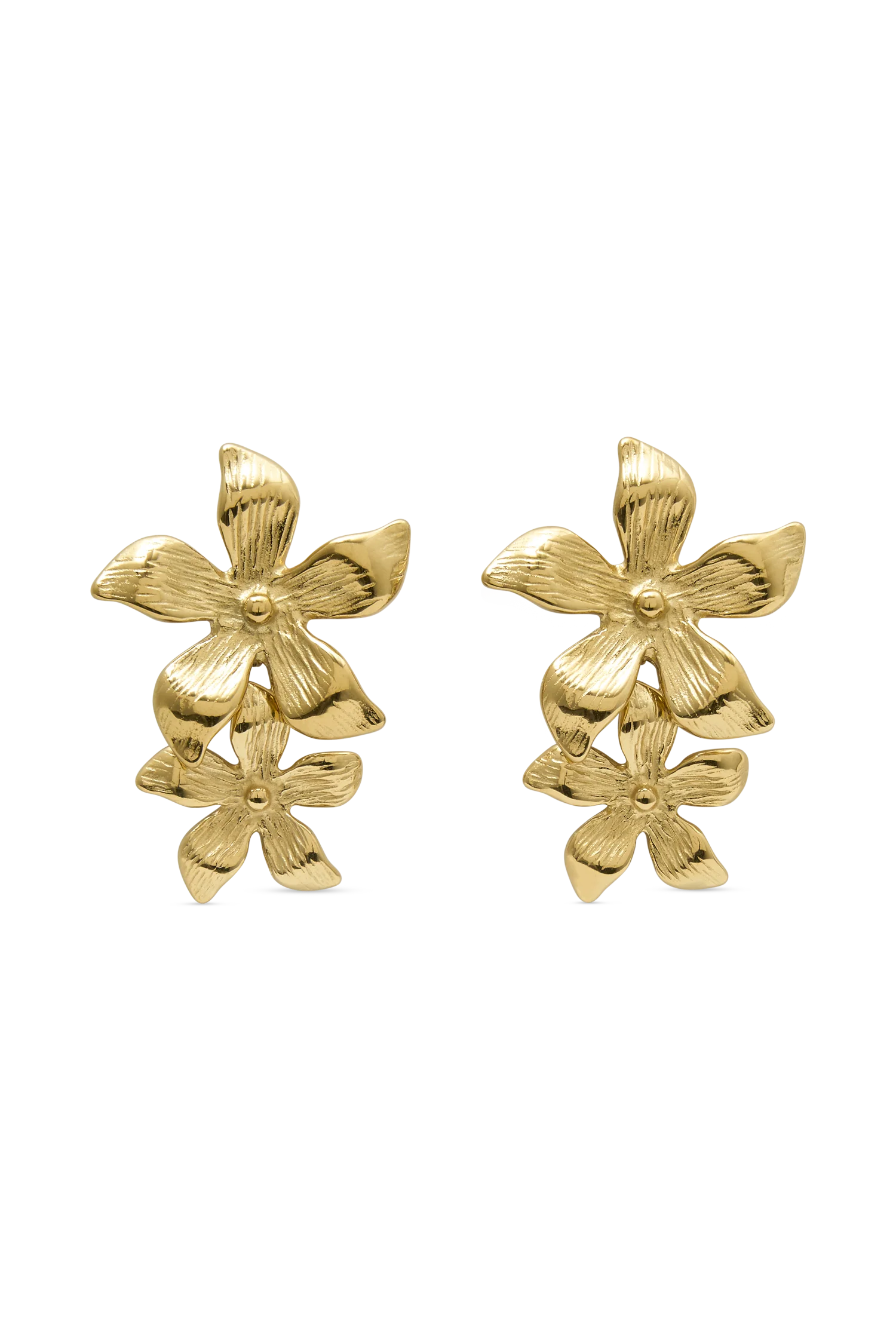 Infatuated Drop Flower Earrings - Gold