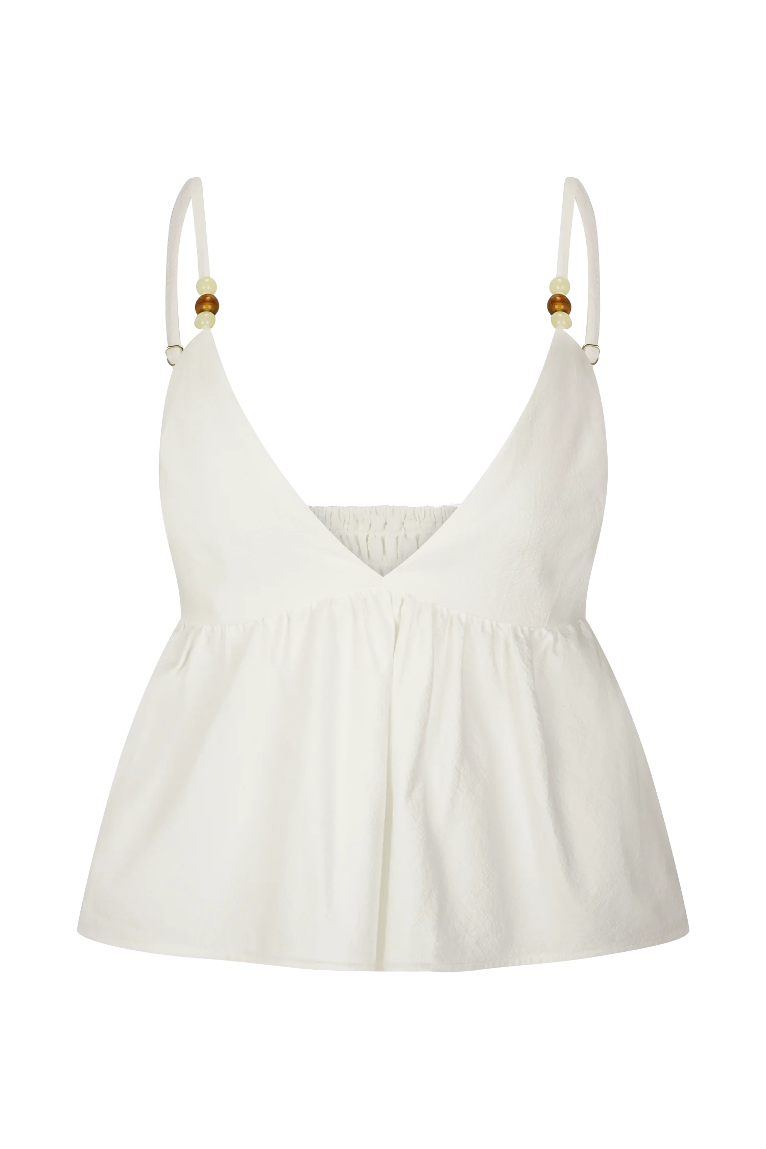 Janayia Cotton Beaded Top - White