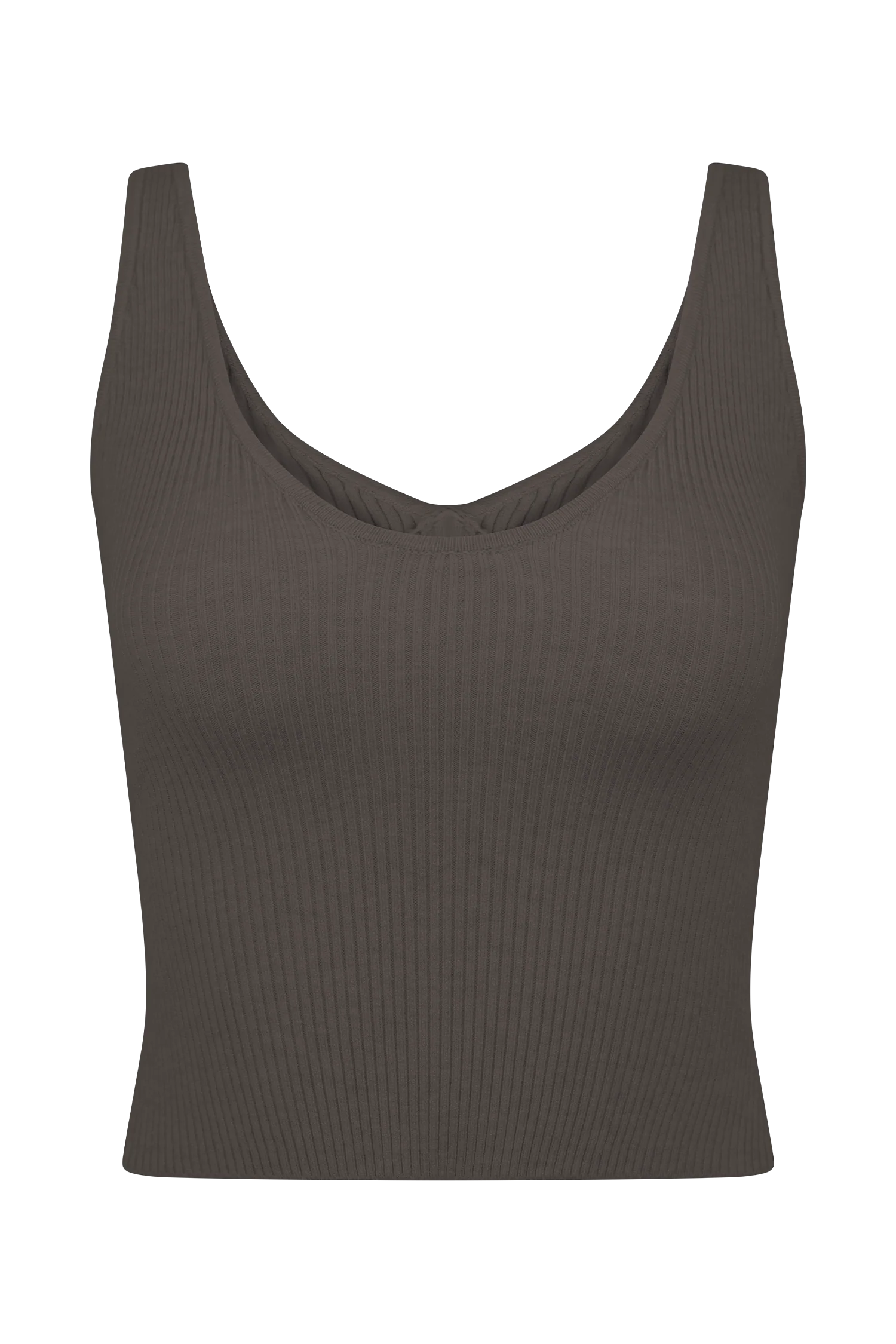Natalya Ribbed Knit Cami Top - Dark Chocolate