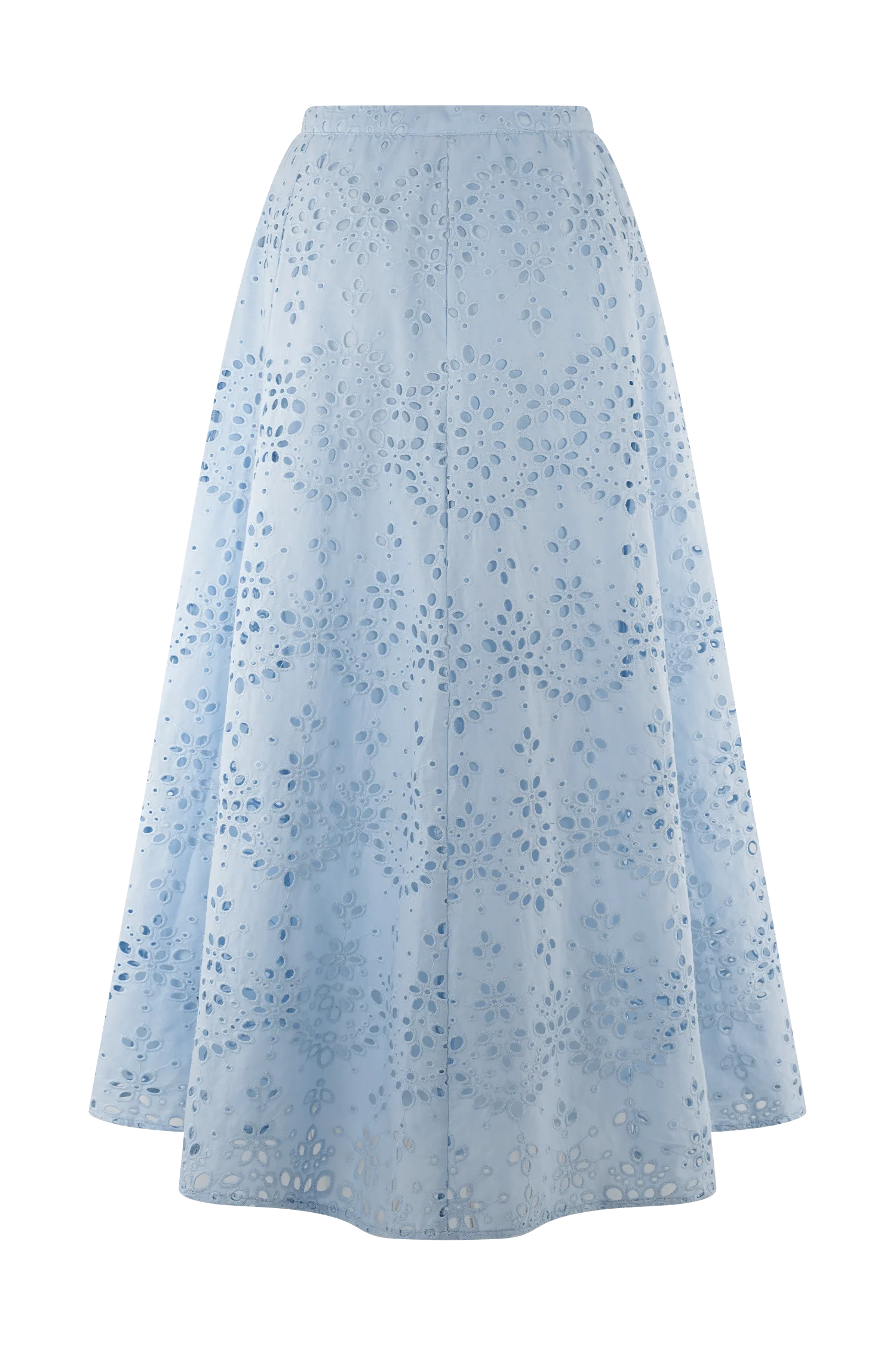 Arla Broderie Midi Skirt - Pale Cornflower Blue