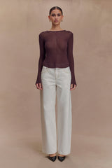 Isabella Long Sleeve Knit Top - Chocolate