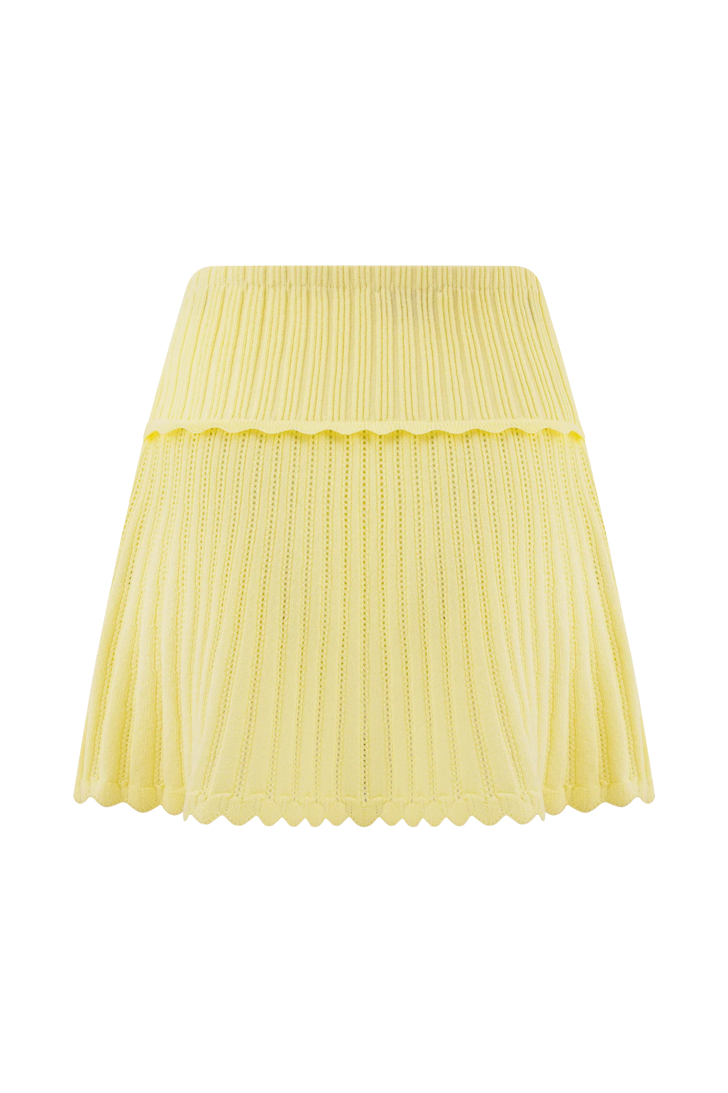 Indy Pointelle Knit Mini Skirt - Lemon