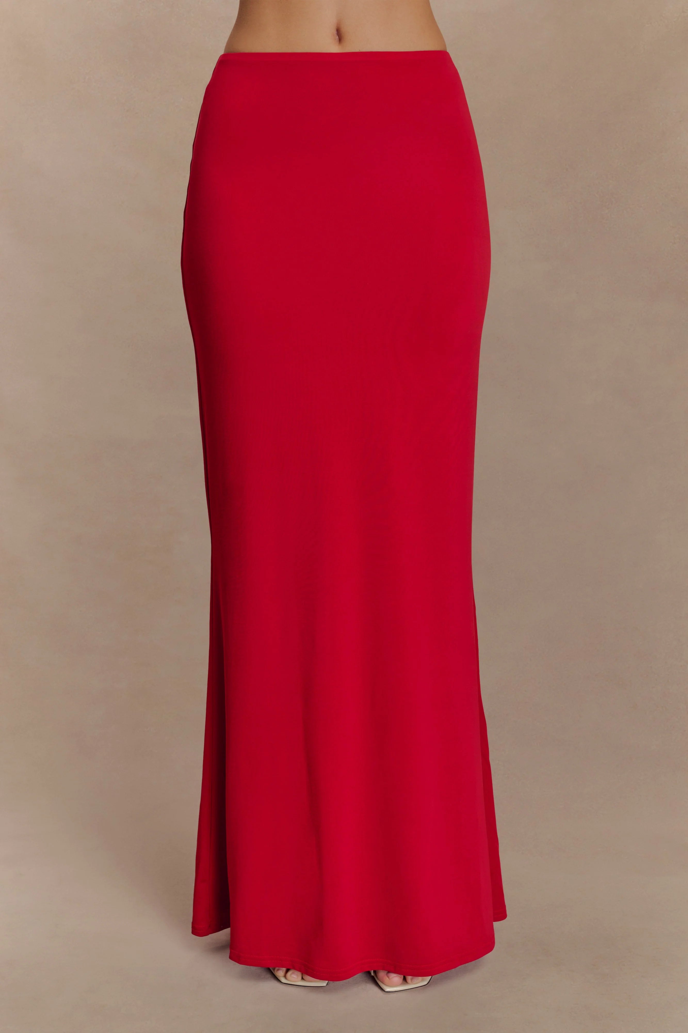 Bruna Slinky Fishtail Maxi Skirt - Red