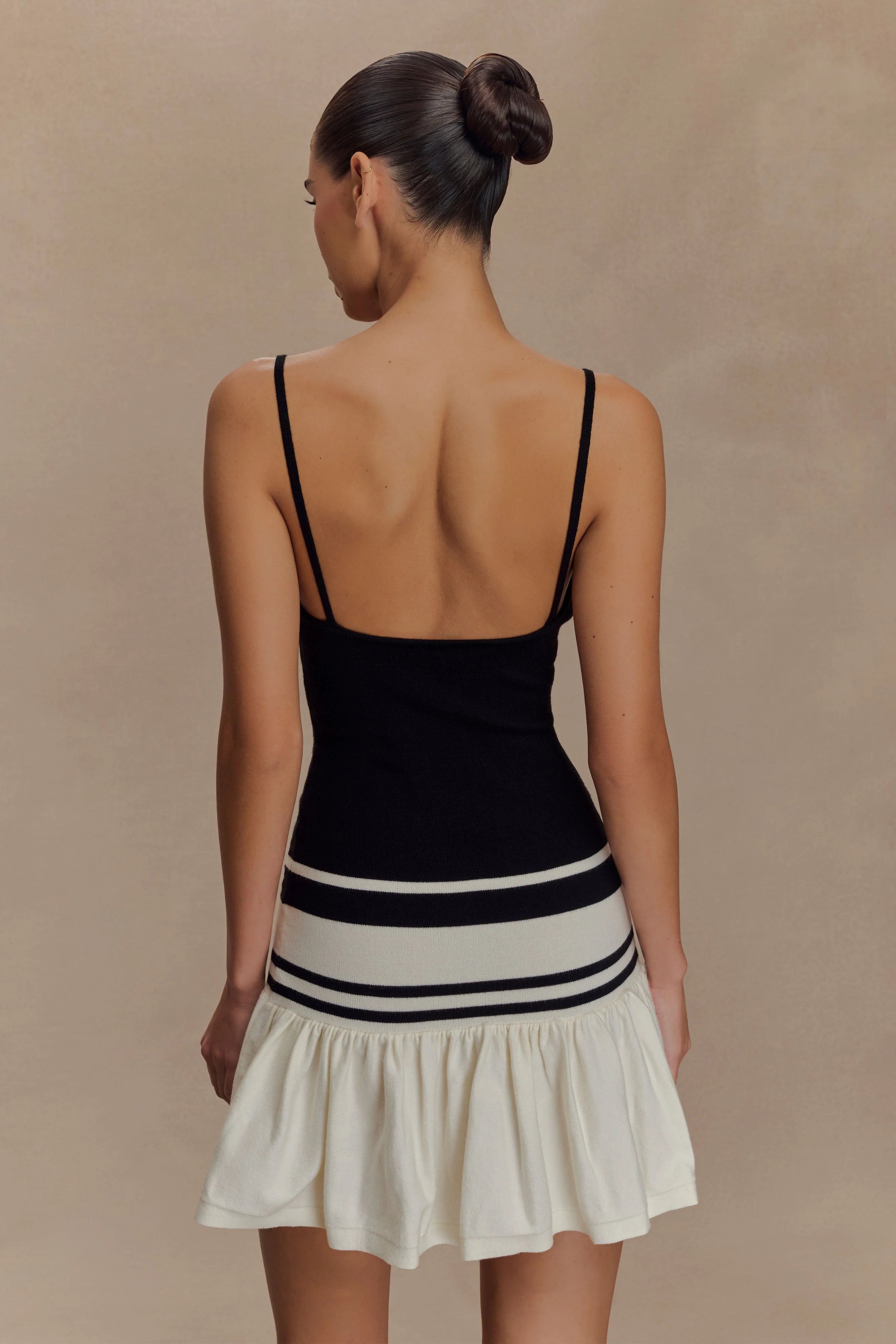 Ellison Contrast Knit Mini Dress - Black/White