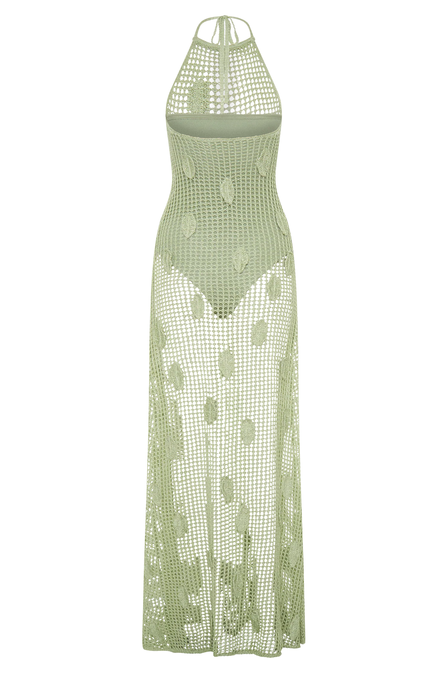 Elfie Crochet Halter Maxi Dress - Pastel Green