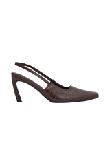 Maren Faux Leather Crocodile Heel - Chocolate