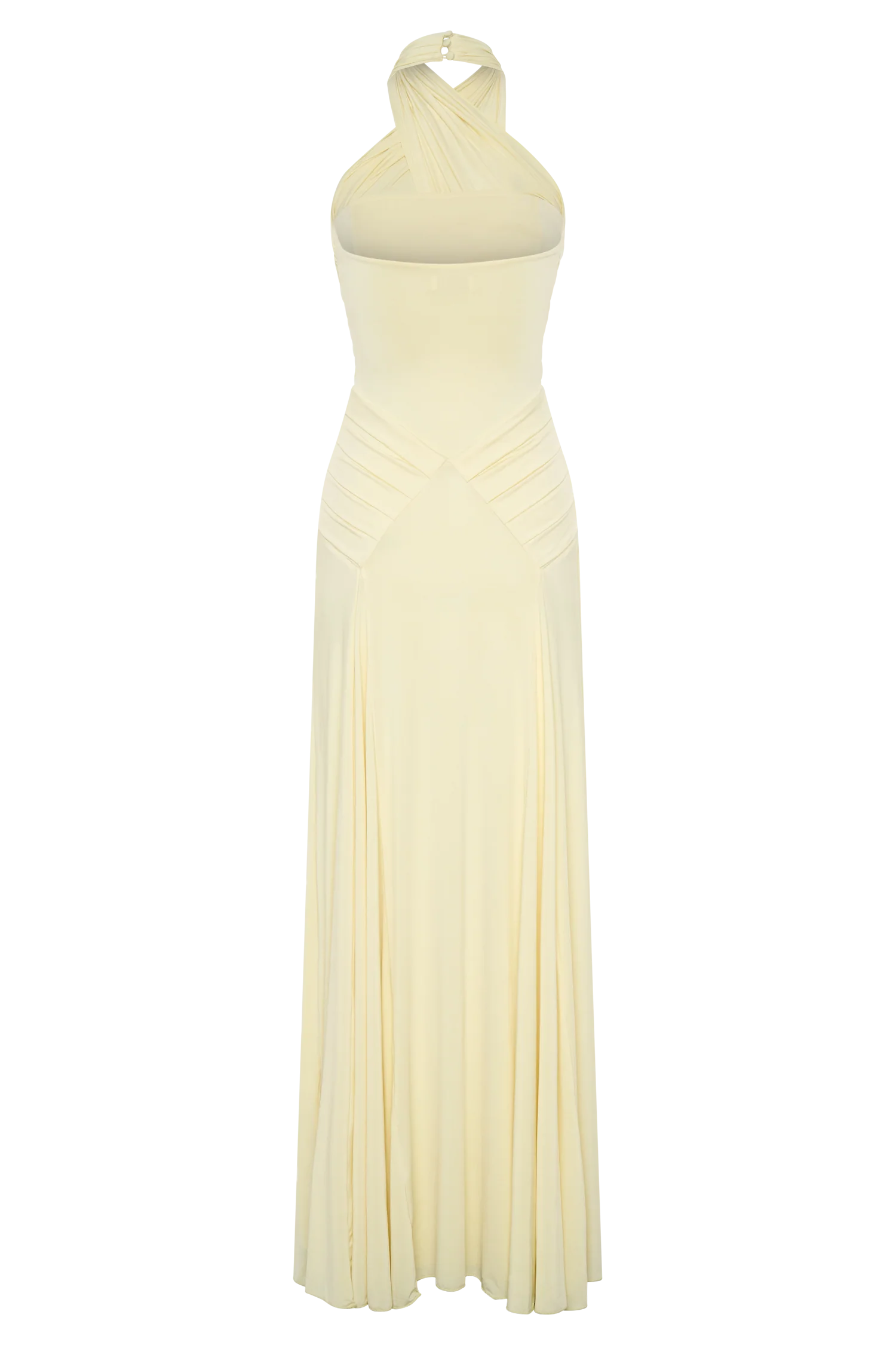 Indira Gathered Slinky Halter Maxi Dress - Lemon