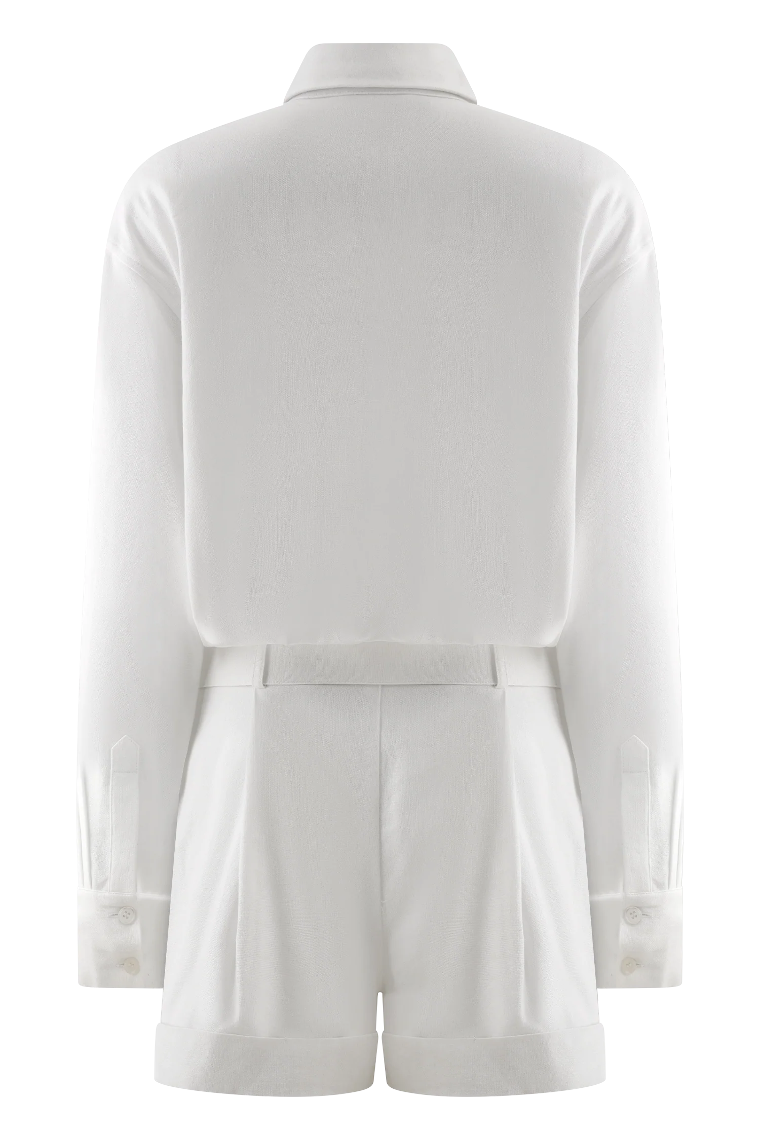 Adia Linen Belted Playsuit - White