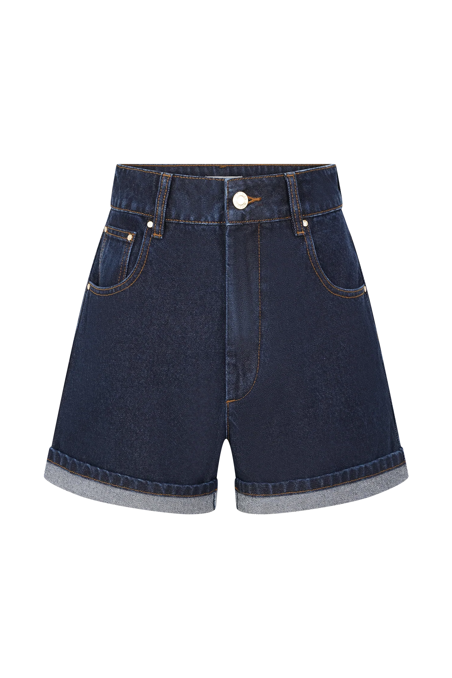 Carlene Cuffed Denim Shorts - Indigo Blue