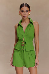 Scout Sleeveless Linen Shirt - Green
