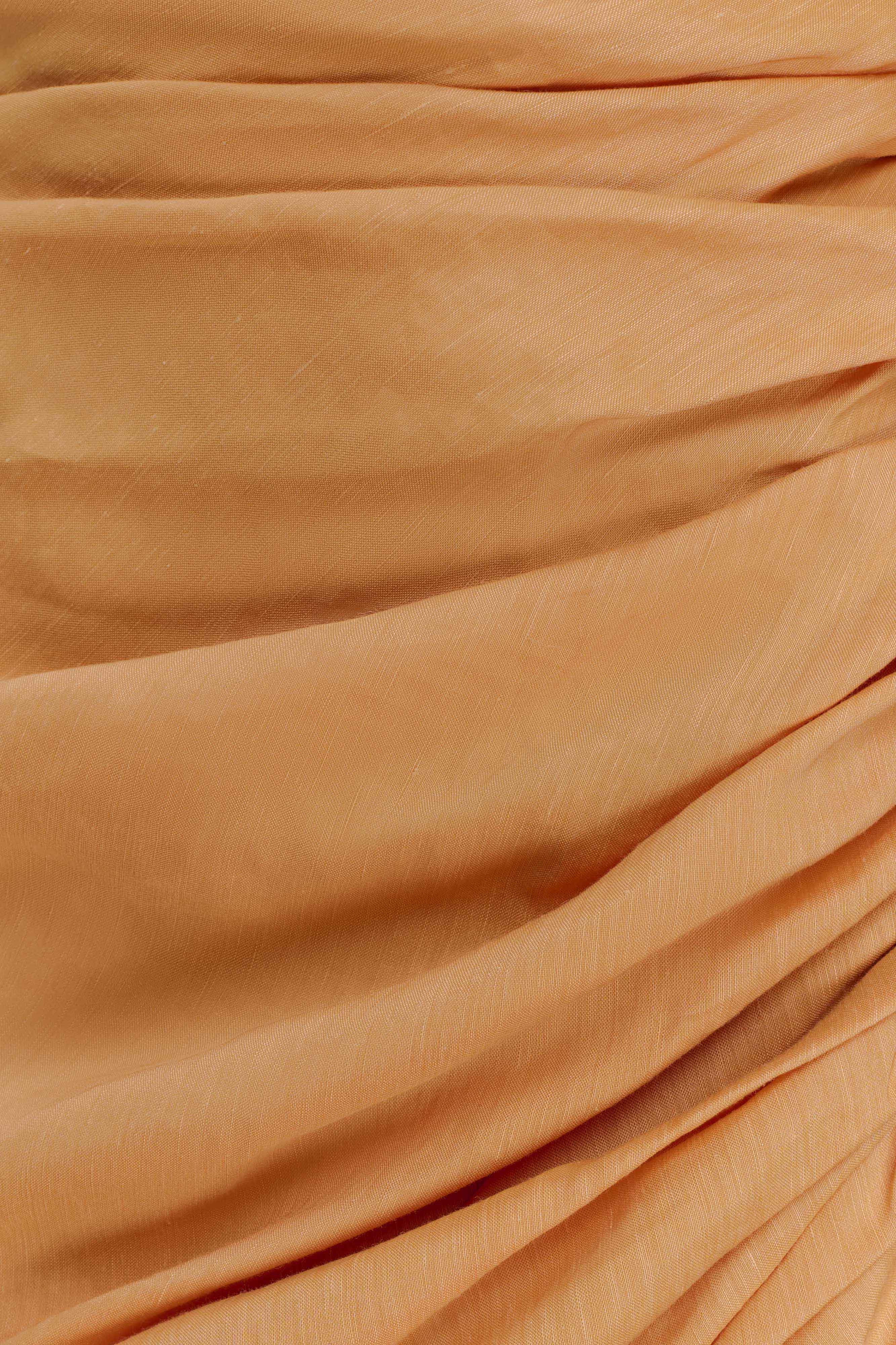 Birgit Linen Midi Dress With Hardware - Deep Peach