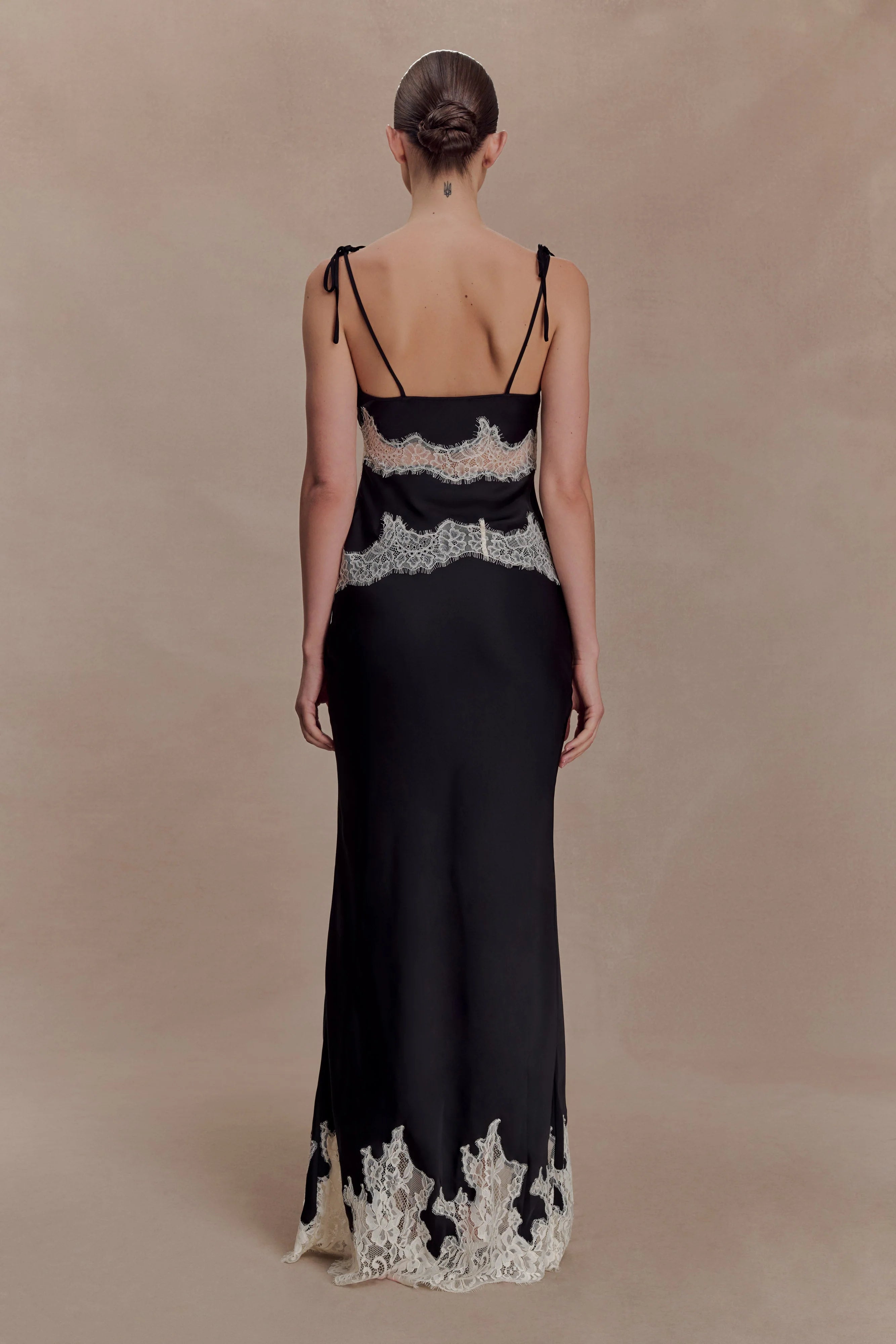Nina Satin And Lace Camisole - Black/Ivory