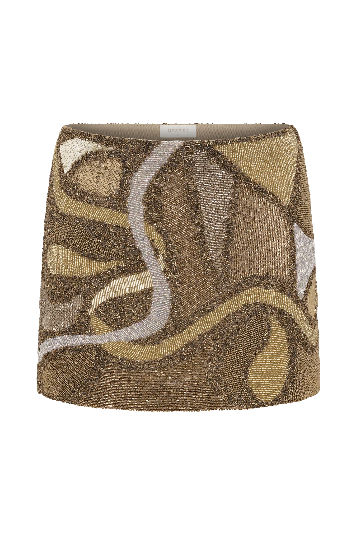 Asher Hand Beaded Abstract Mini Skirt - Gold