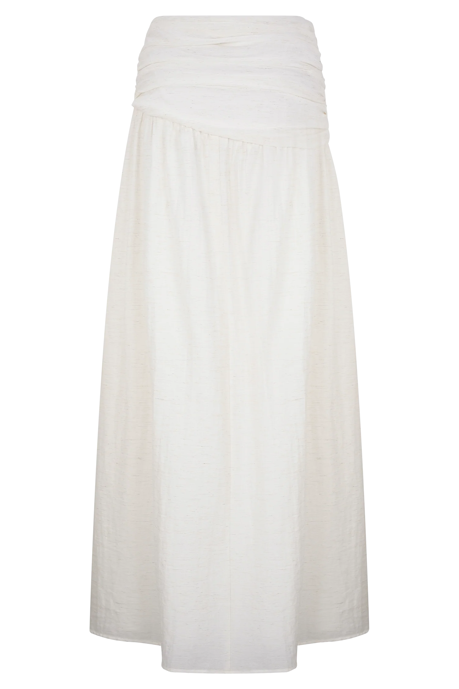 Scottie Gathered Linen Knot Maxi Skirt - Oat Marle