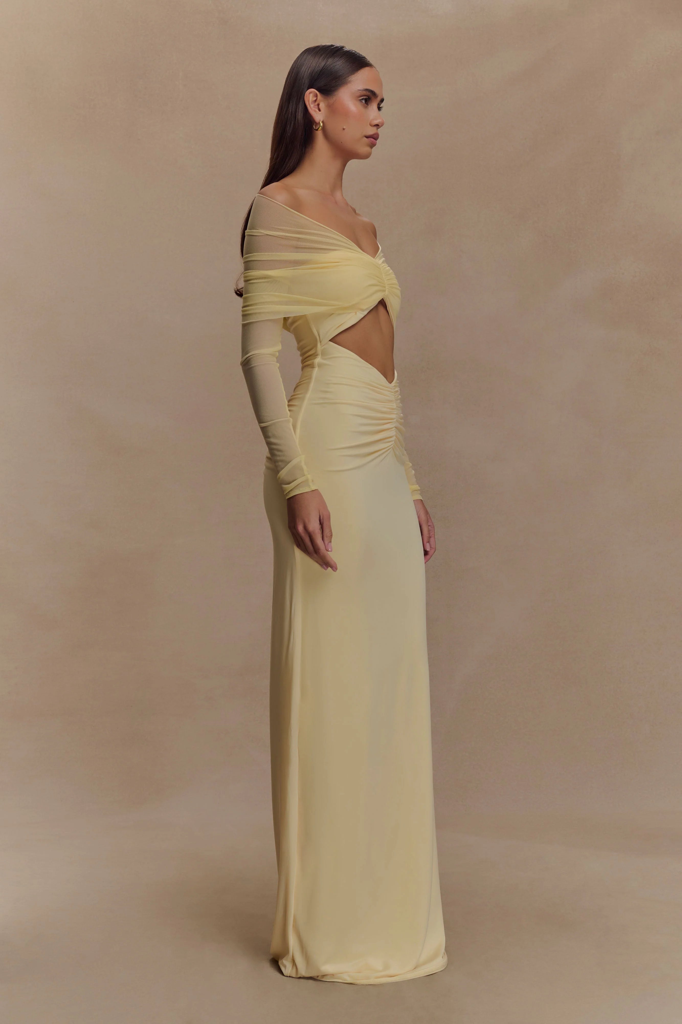 Rafaella Slinky And Mesh Maxi Dress - Lemon