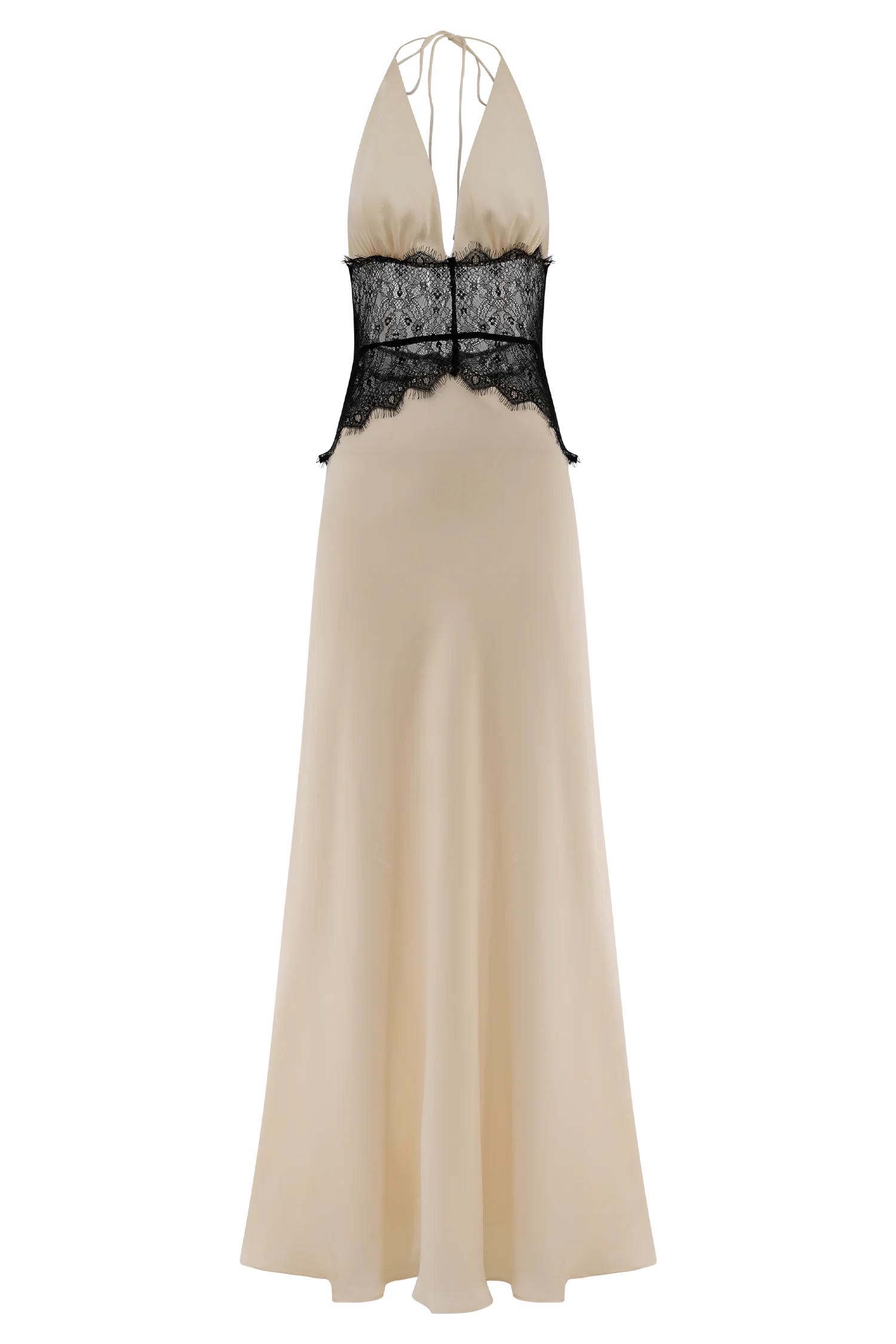 Dinah Lace And Satin Maxi Dress - Black/Ivory